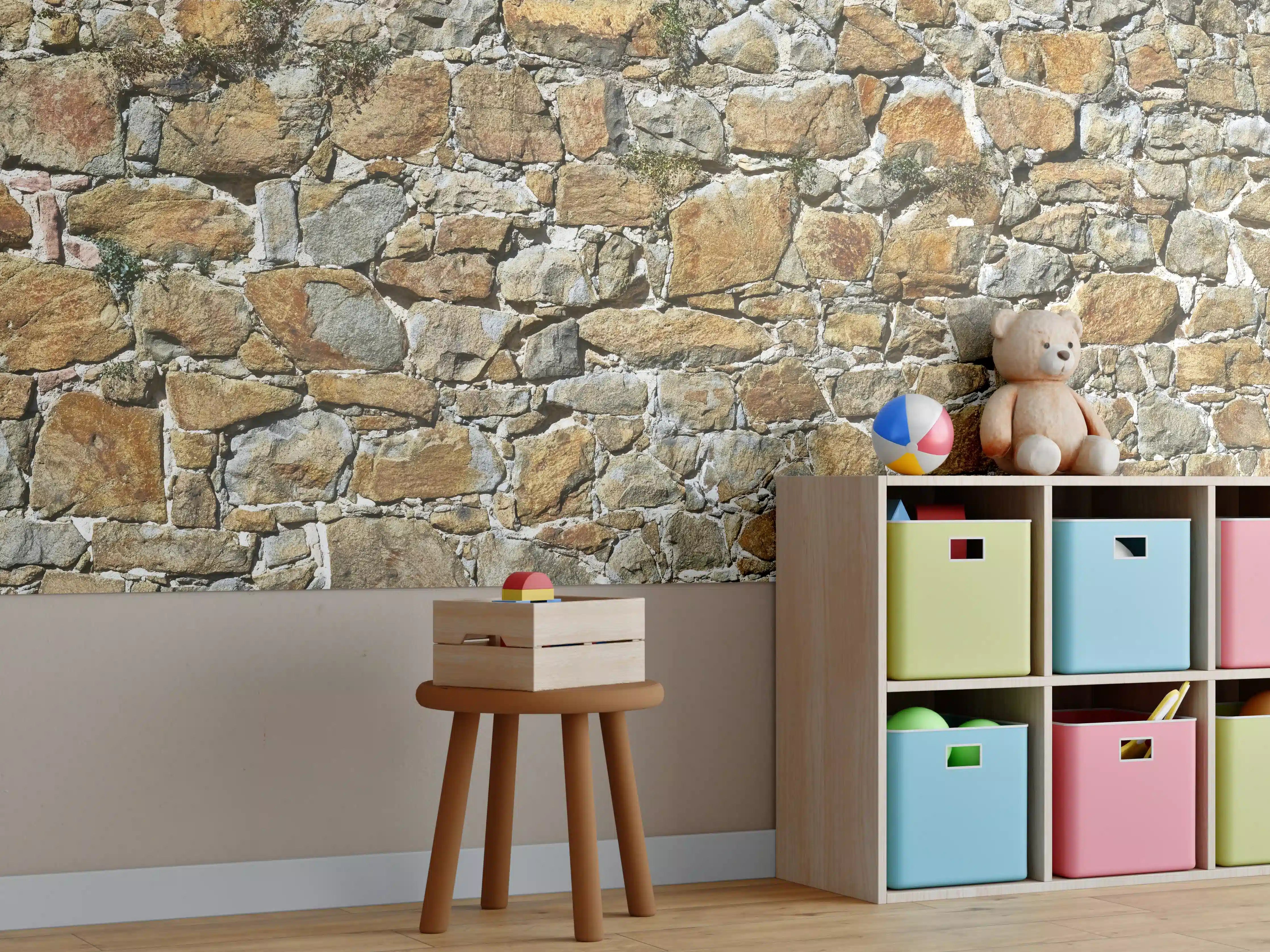 Kinderzimmer Wandgestaltung - Alte unverputzte Burgmauer