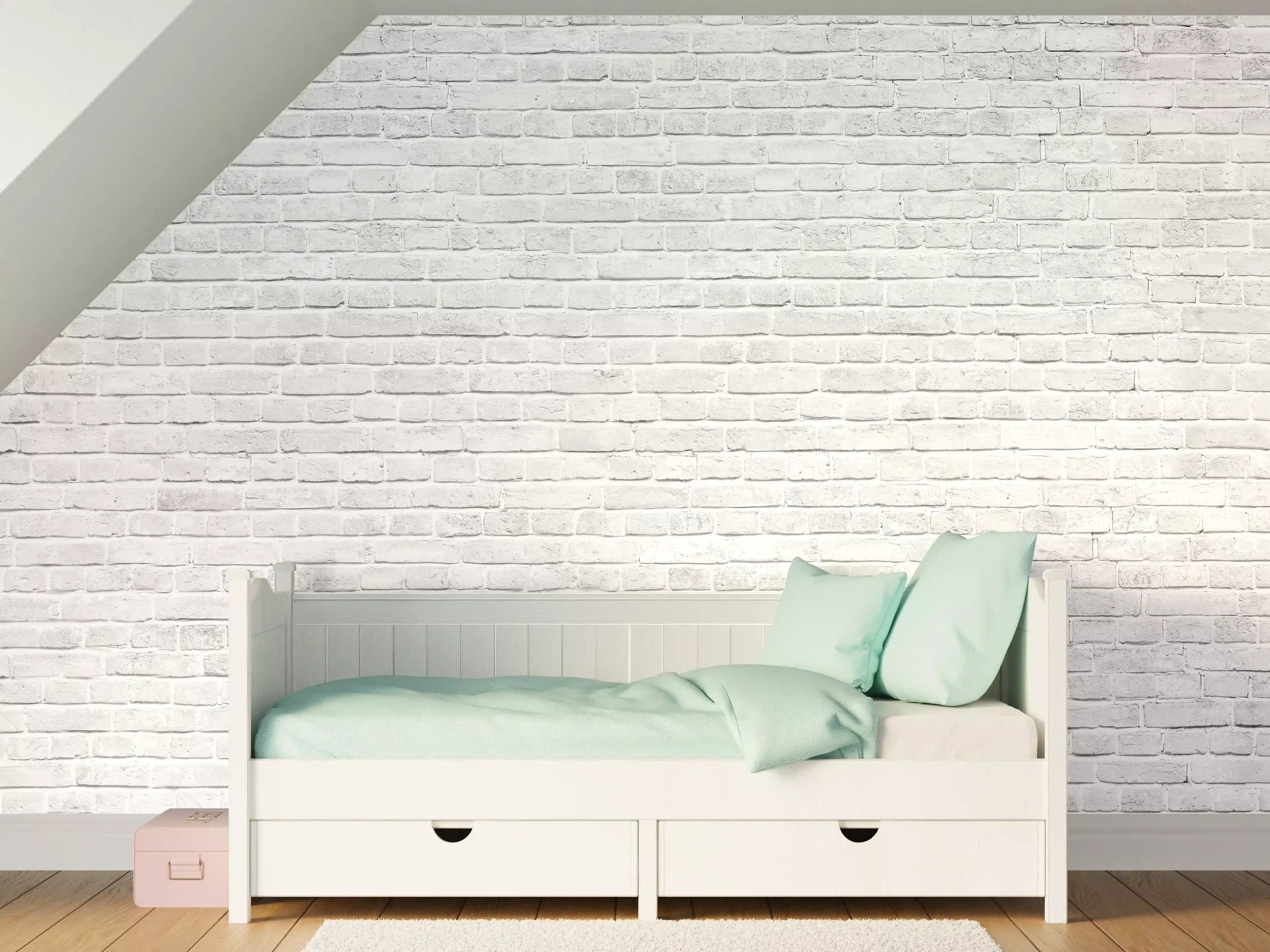 Kinderzimmer Wandgestaltung - Alte weiße Backsteinmauer