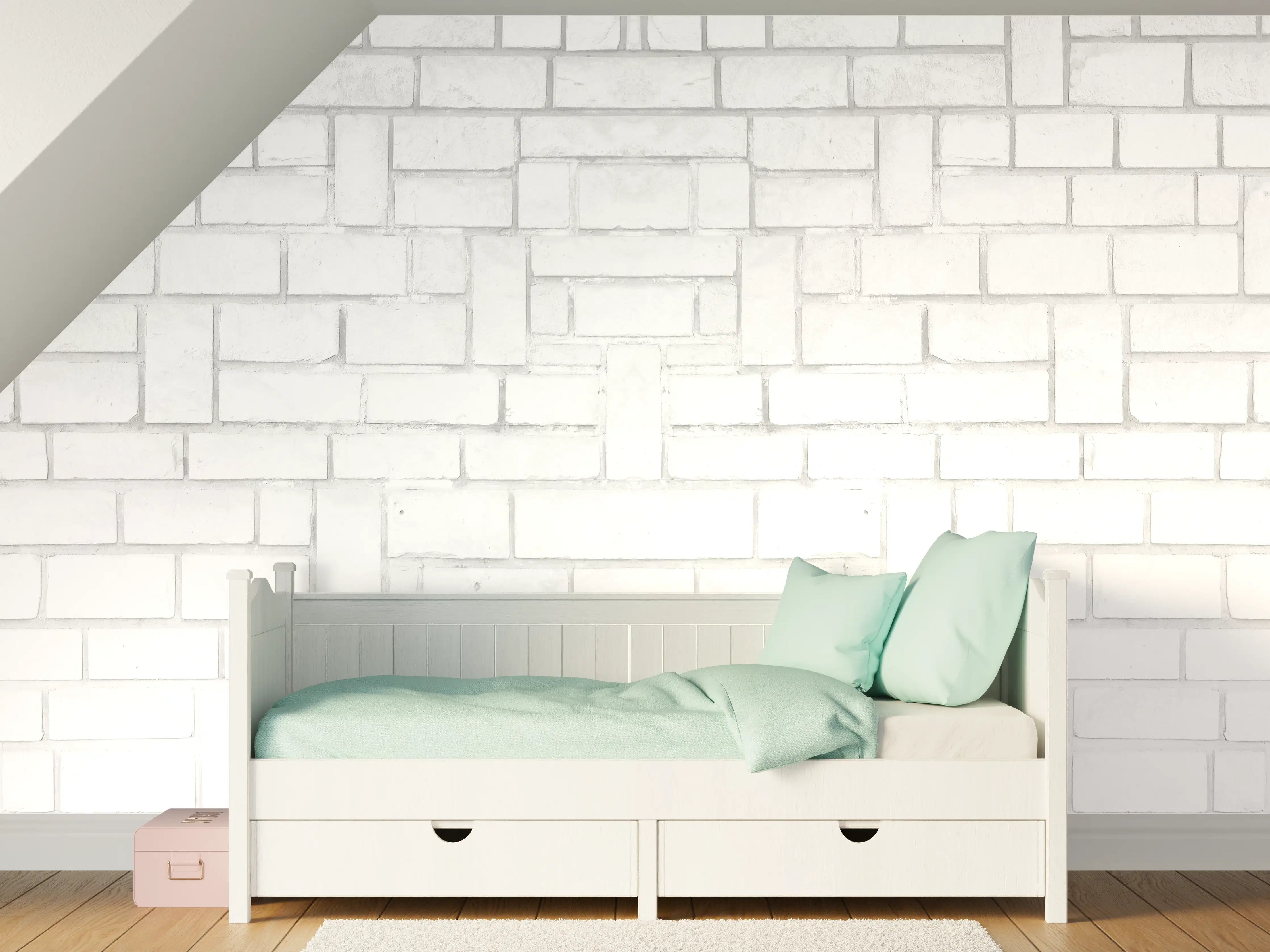 Kinderzimmer Wandgestaltung - Alte weiße Backsteinmauer Muster