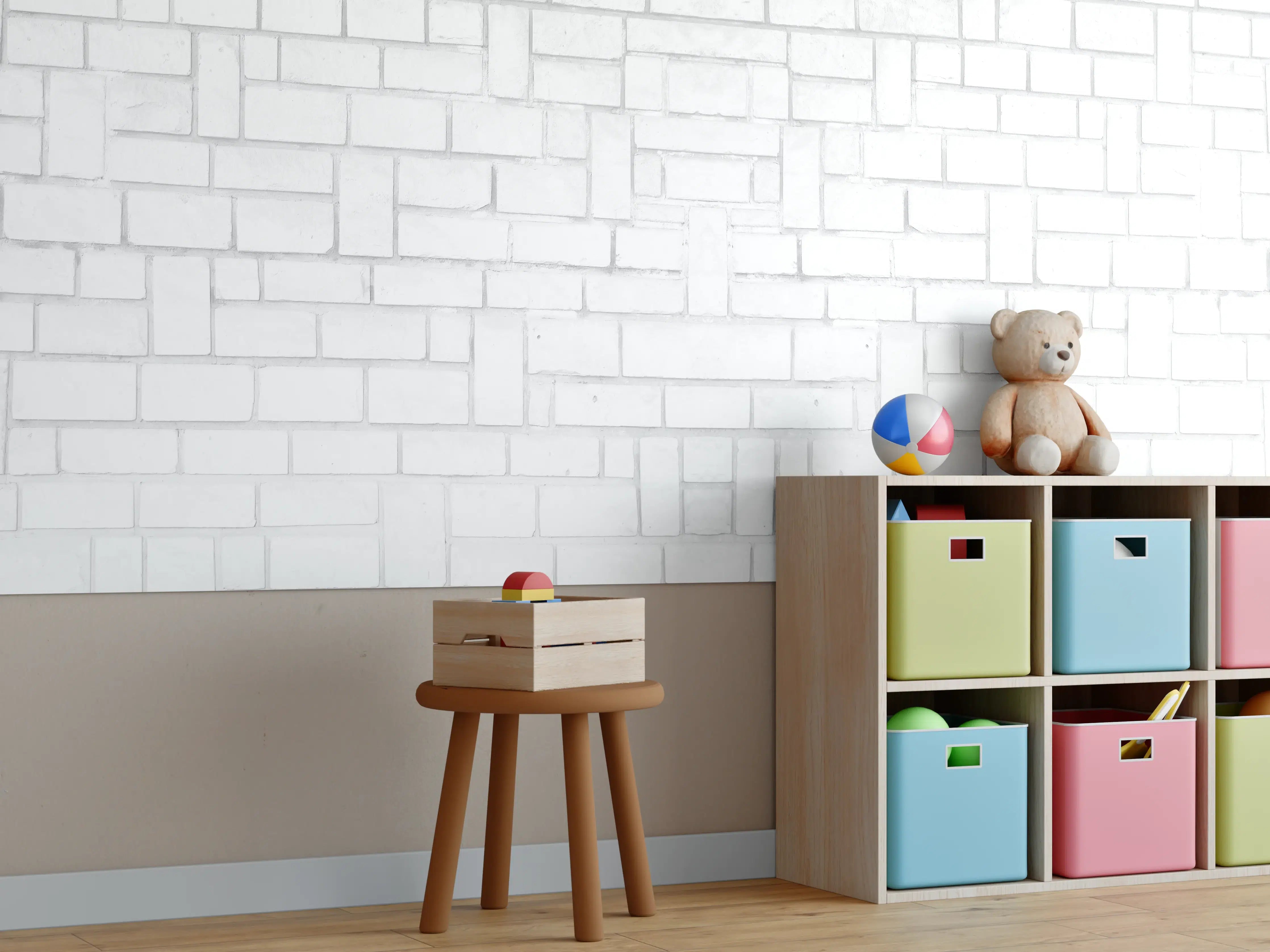 Kinderzimmer Wandgestaltung - Alte weiße Backsteinmauer Muster