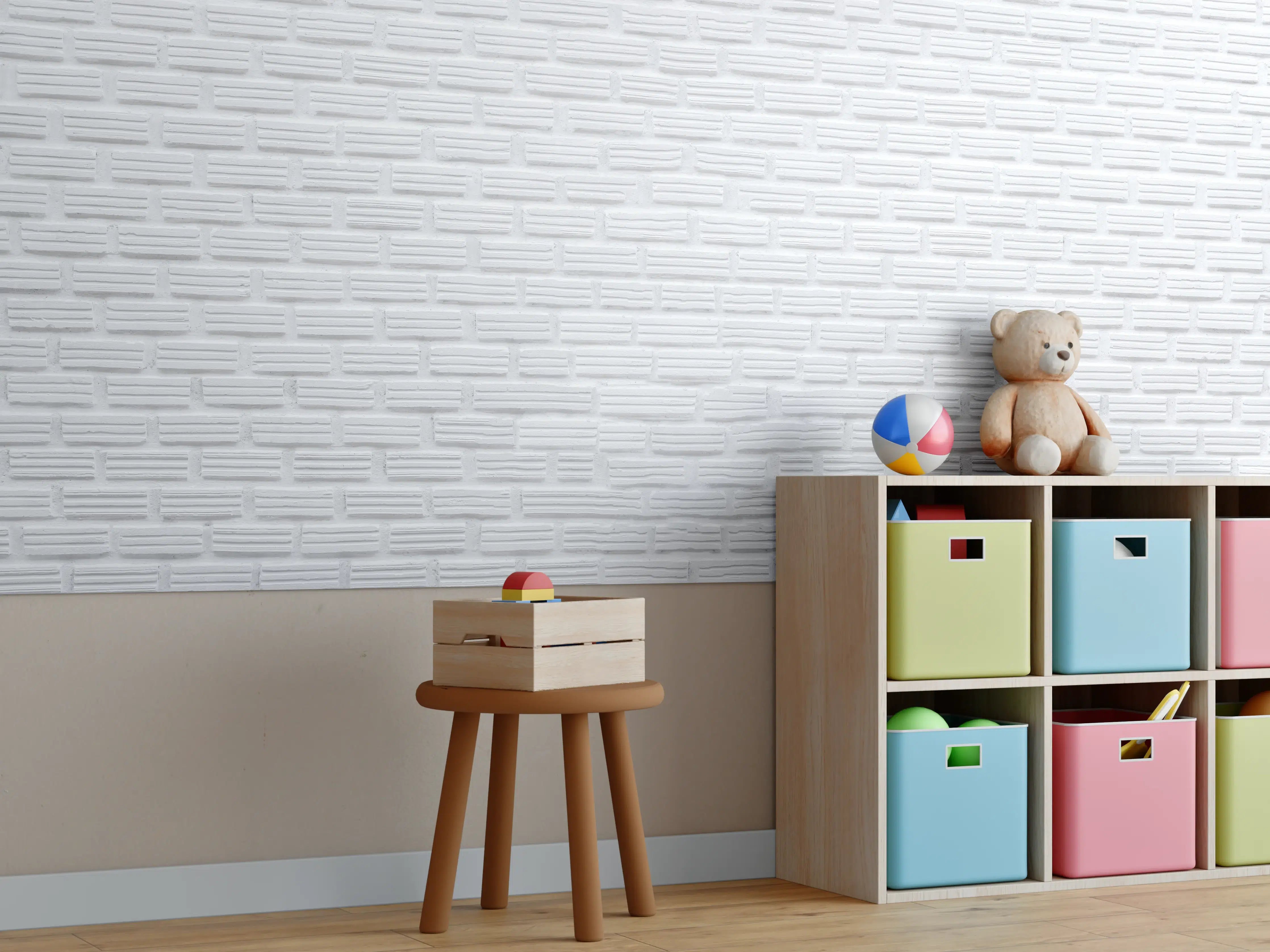 Kinderzimmer Wandgestaltung - Alte weiße Ziegelwand Textur