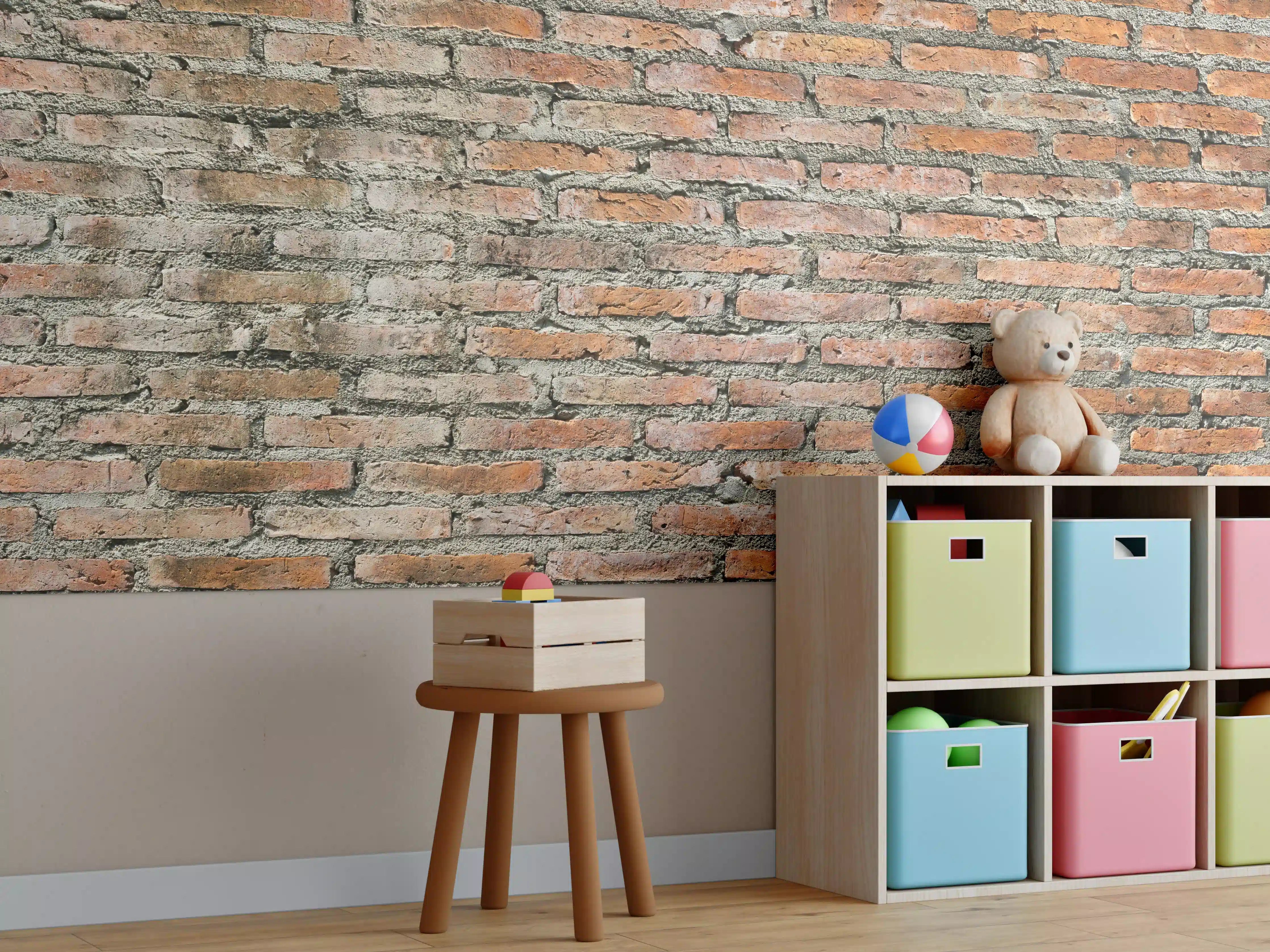 Kinderzimmer Wandgestaltung - Alter Backstein - Textur