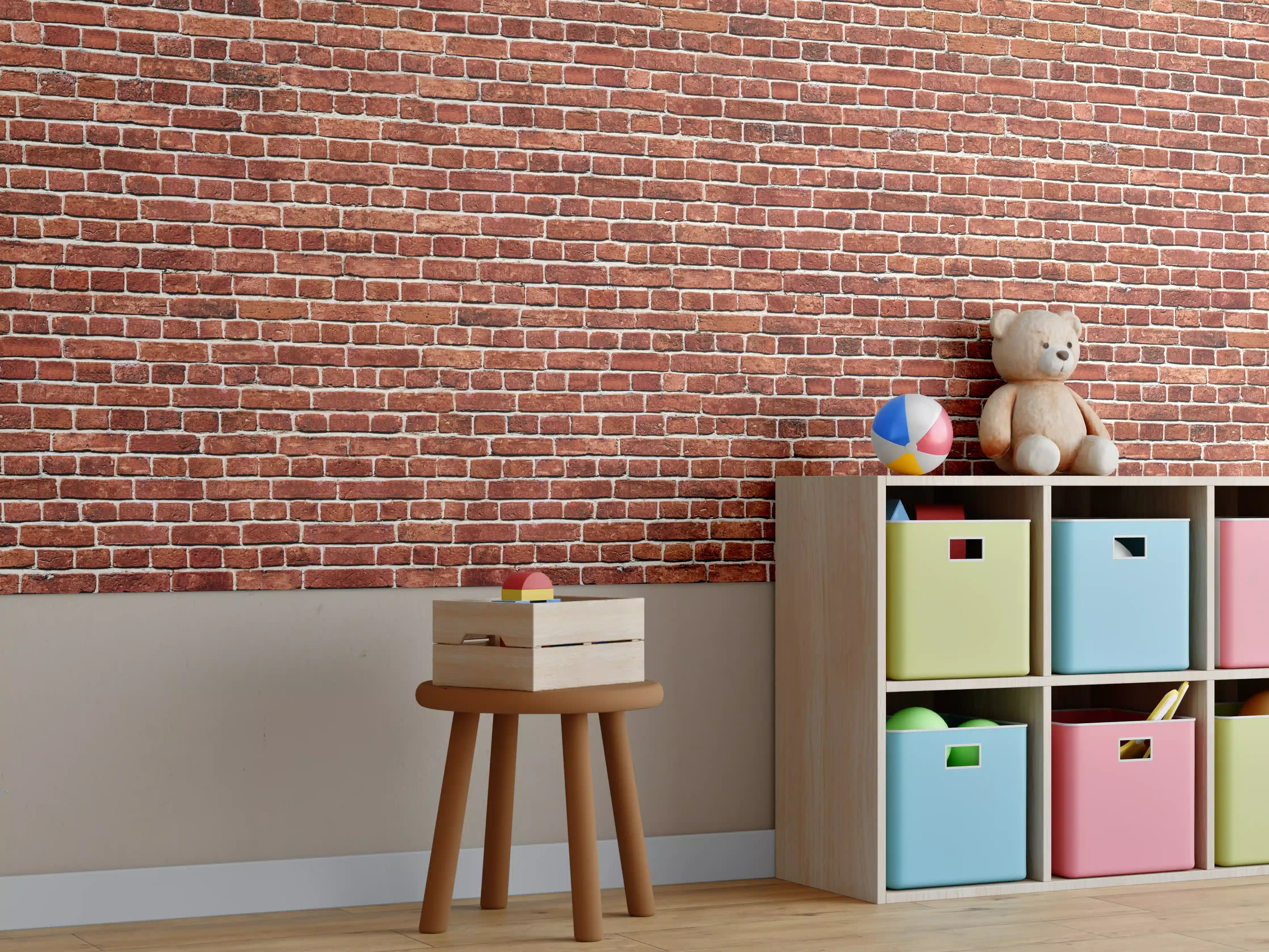 Kinderzimmer Wandgestaltung - Alter rote Backsteinmauer