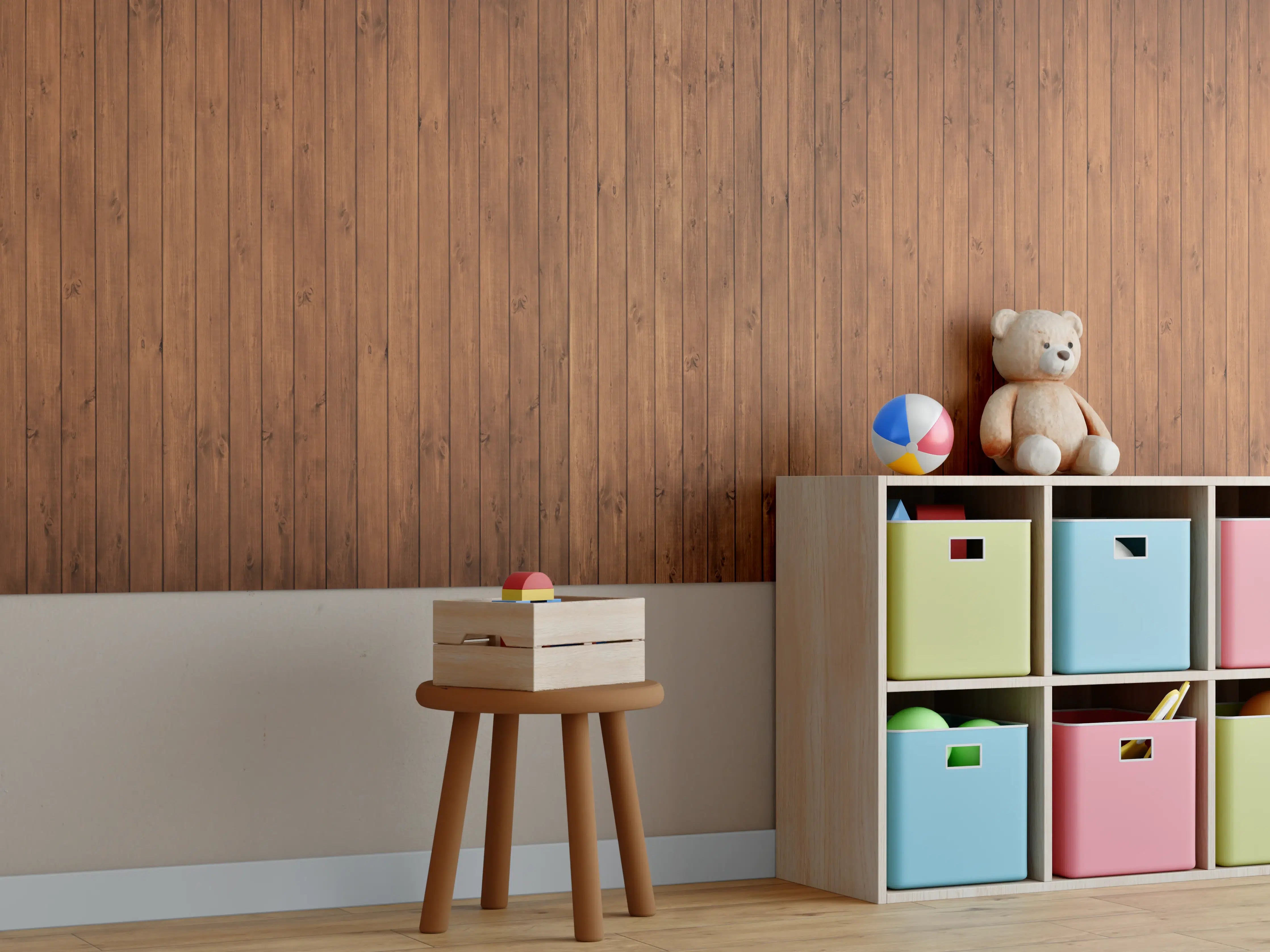 Kinderzimmer Wandgestaltung - Altholz Textur Braun Hintergrund