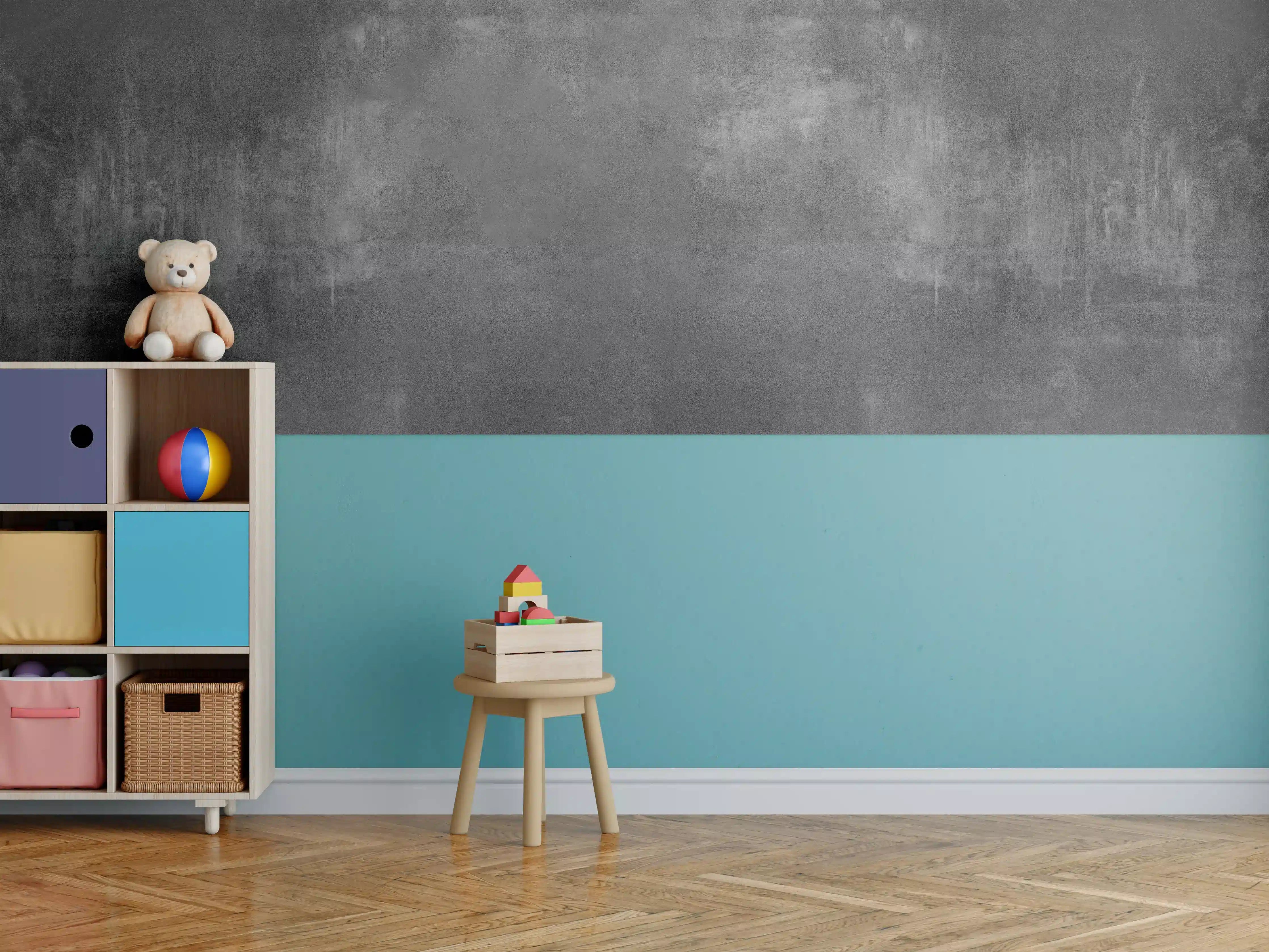 Kinderzimmer Wandgestaltung - Anthrazit Beton Textur