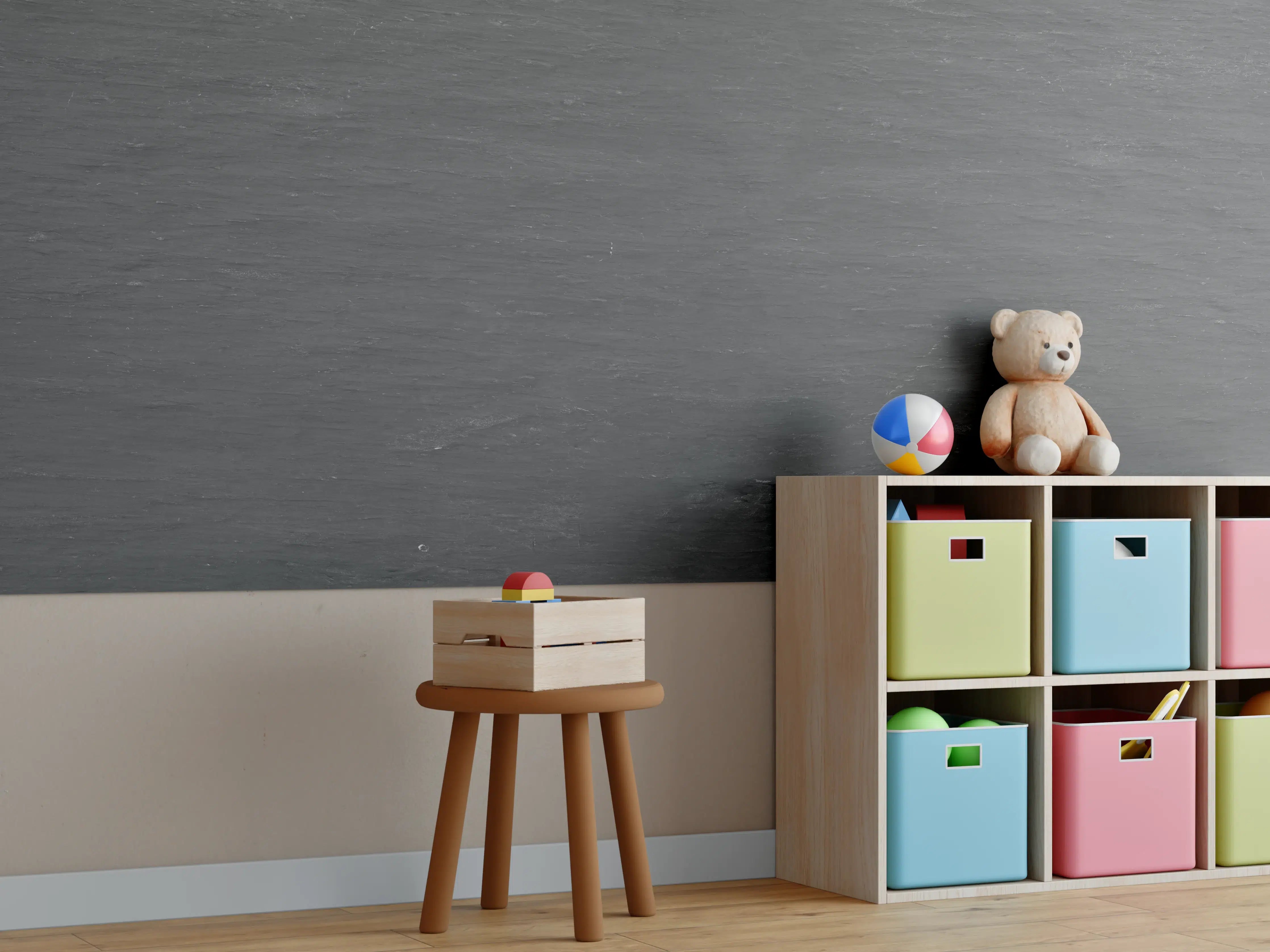 Kinderzimmer Wandgestaltung - Anthrazit Schiefer Textur Panorama