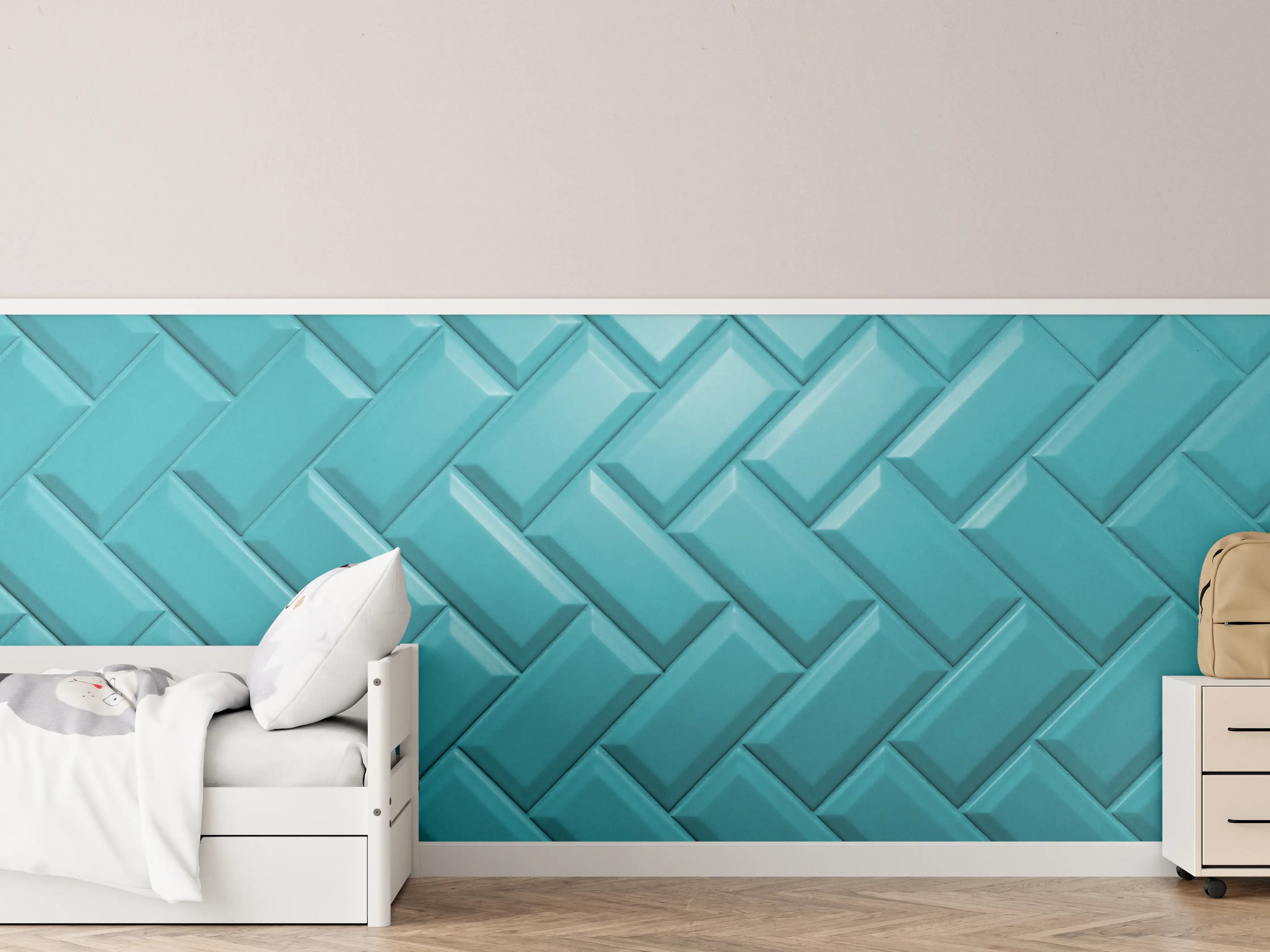 Kinderzimmer Wandgestaltung - Aqua Matte Keramikfliesen