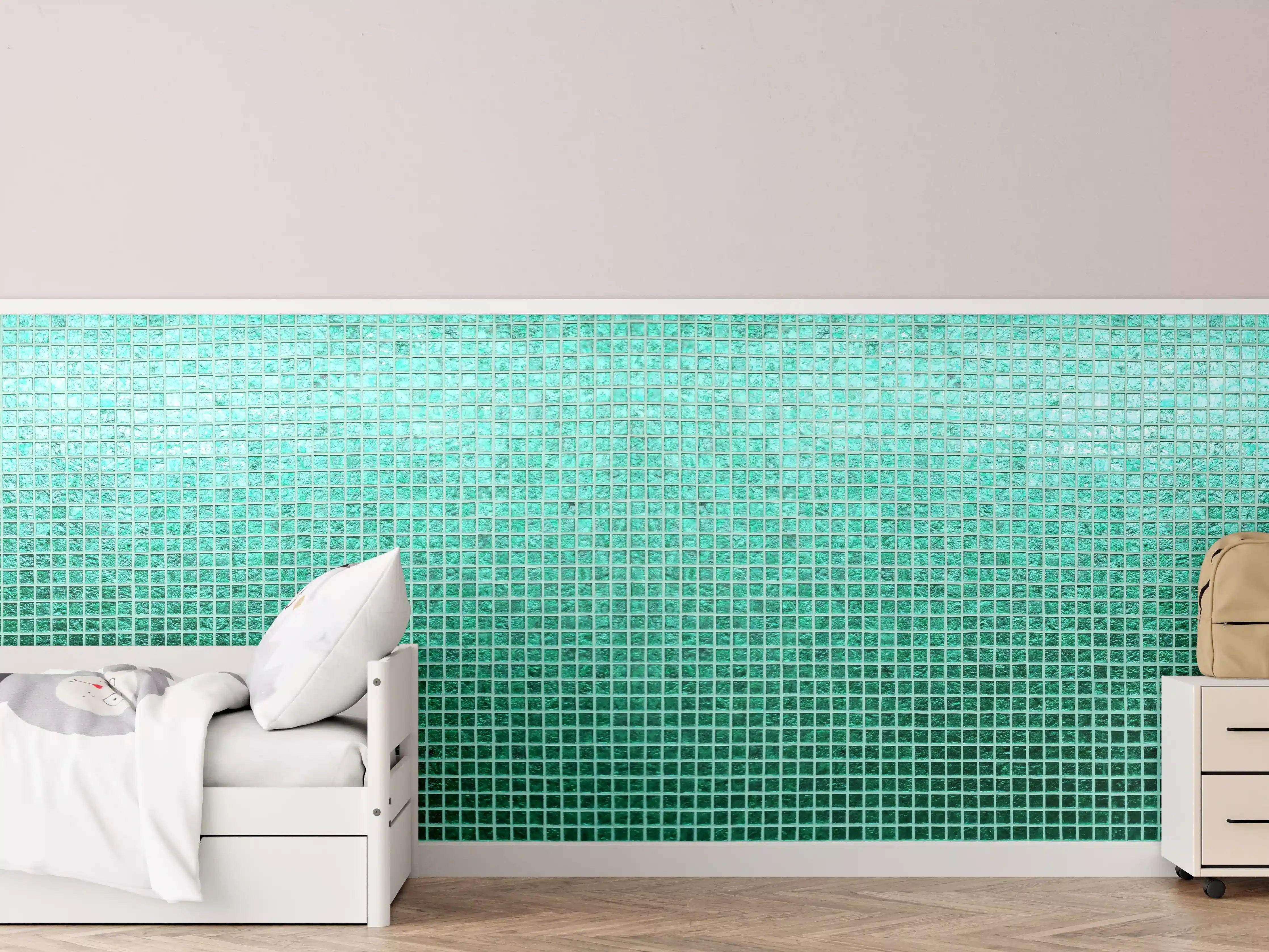 Kinderzimmer Wandgestaltung - Aquamarin-Türkis-Mosaikfliesen
