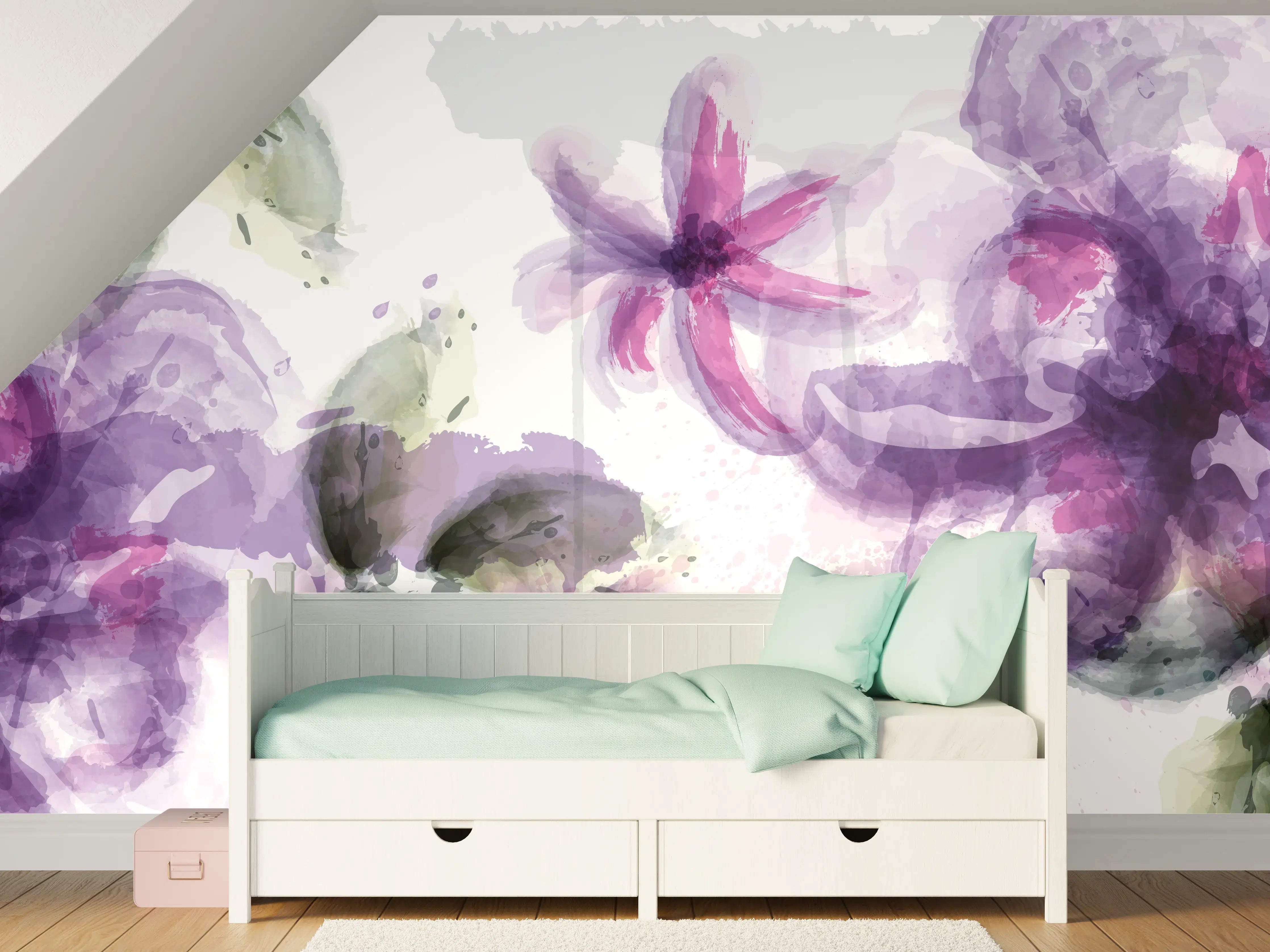 Kinderzimmer Wandgestaltung - Aquarall Blumen