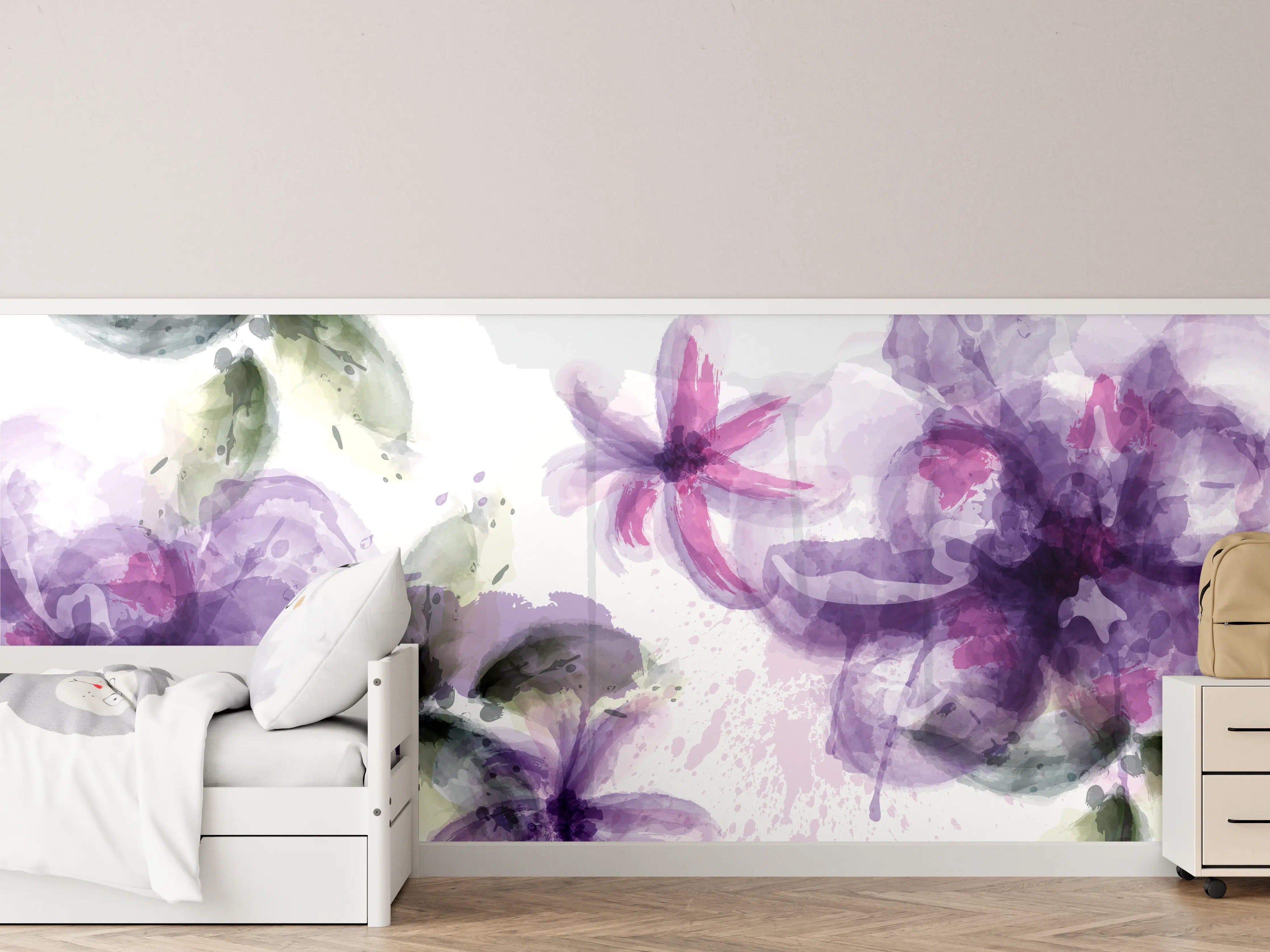 Kinderzimmer Wandgestaltung - Aquarall Blumen
