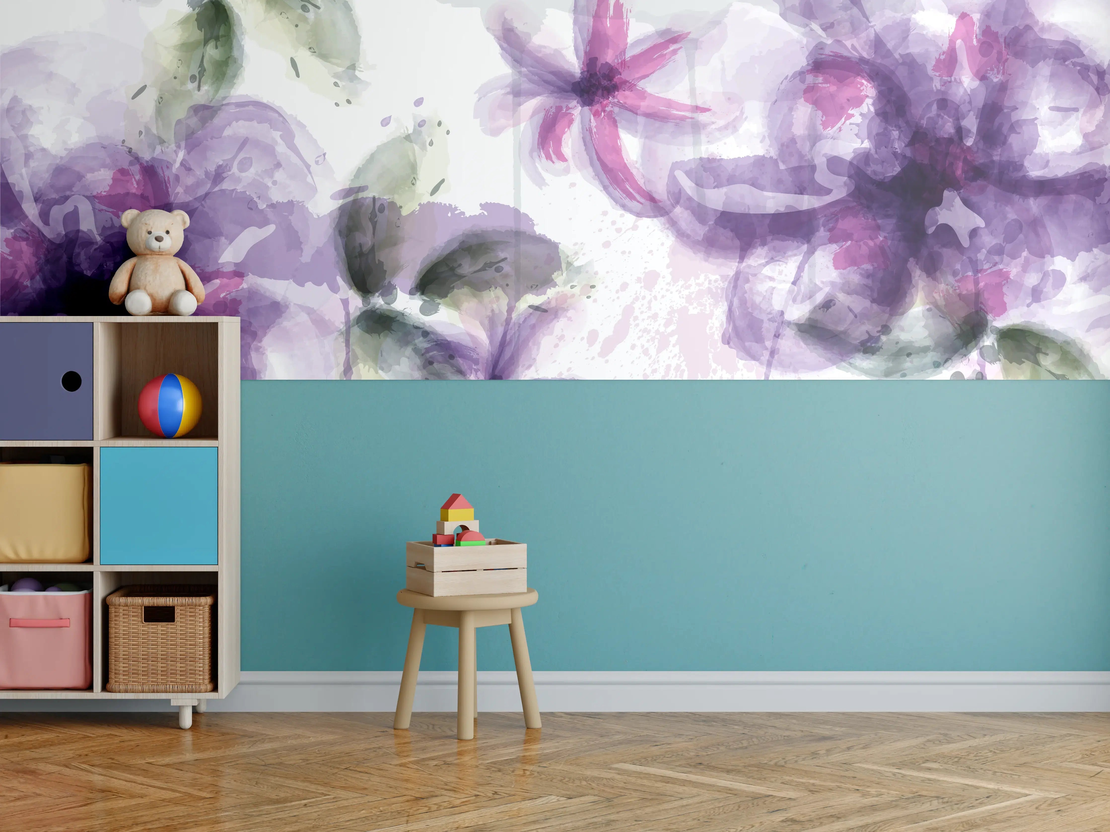 Kinderzimmer Wandgestaltung - Aquarall Blumen