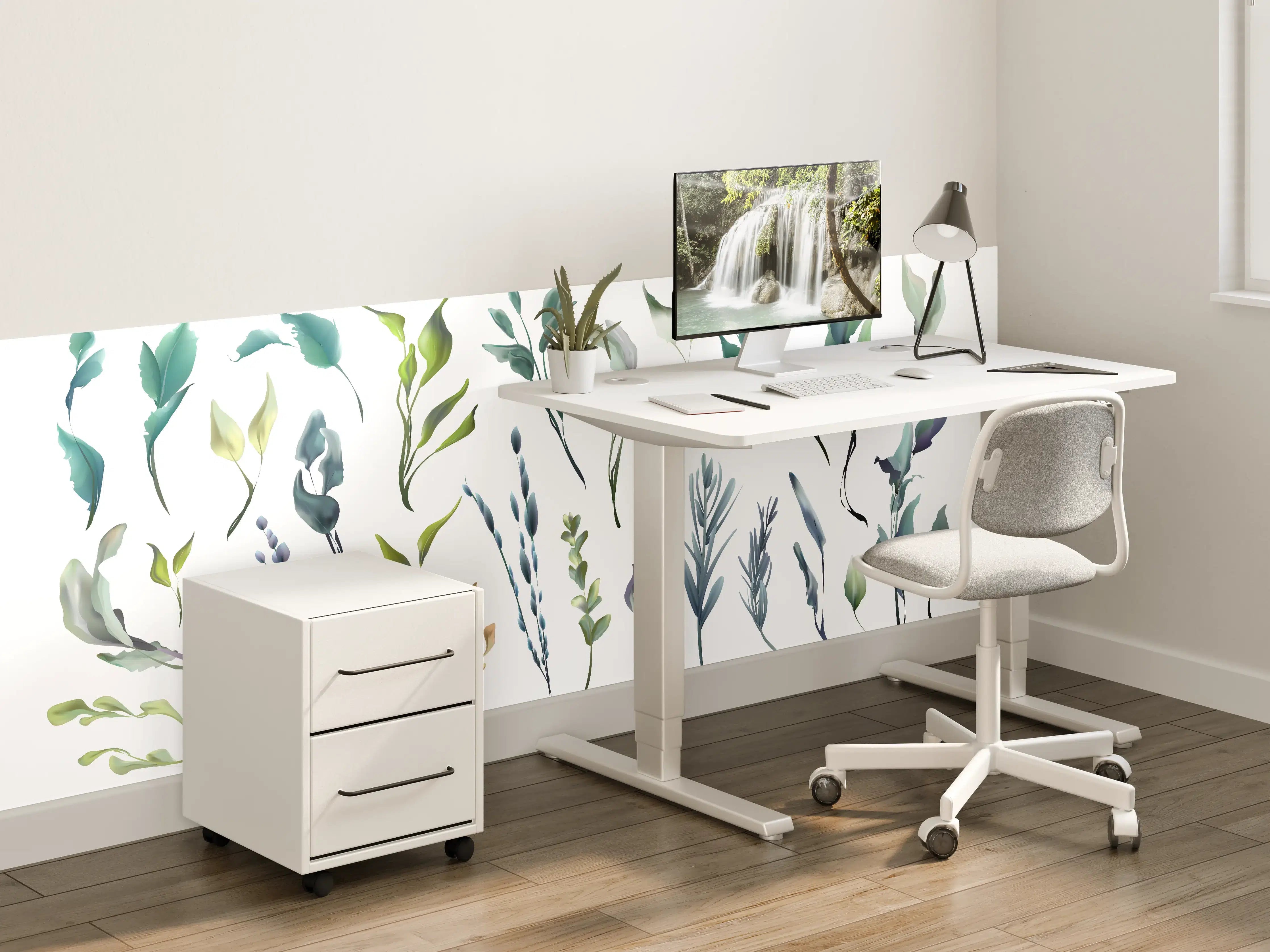 Kinderzimmer Wandgestaltung - Aquarell Blätter Silhouetten Set