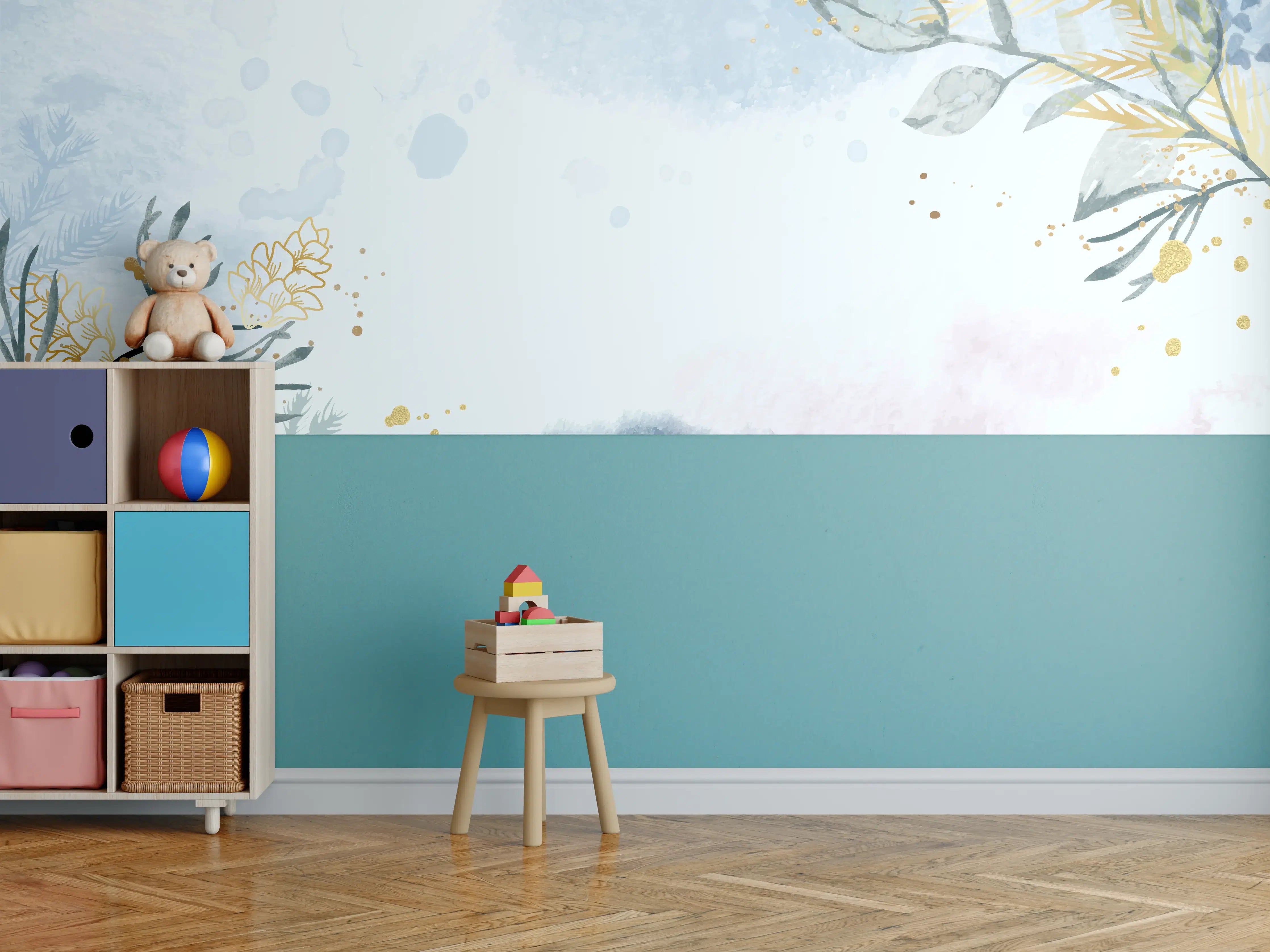 Kinderzimmer Wandgestaltung - Aquarell Blüten Pastell