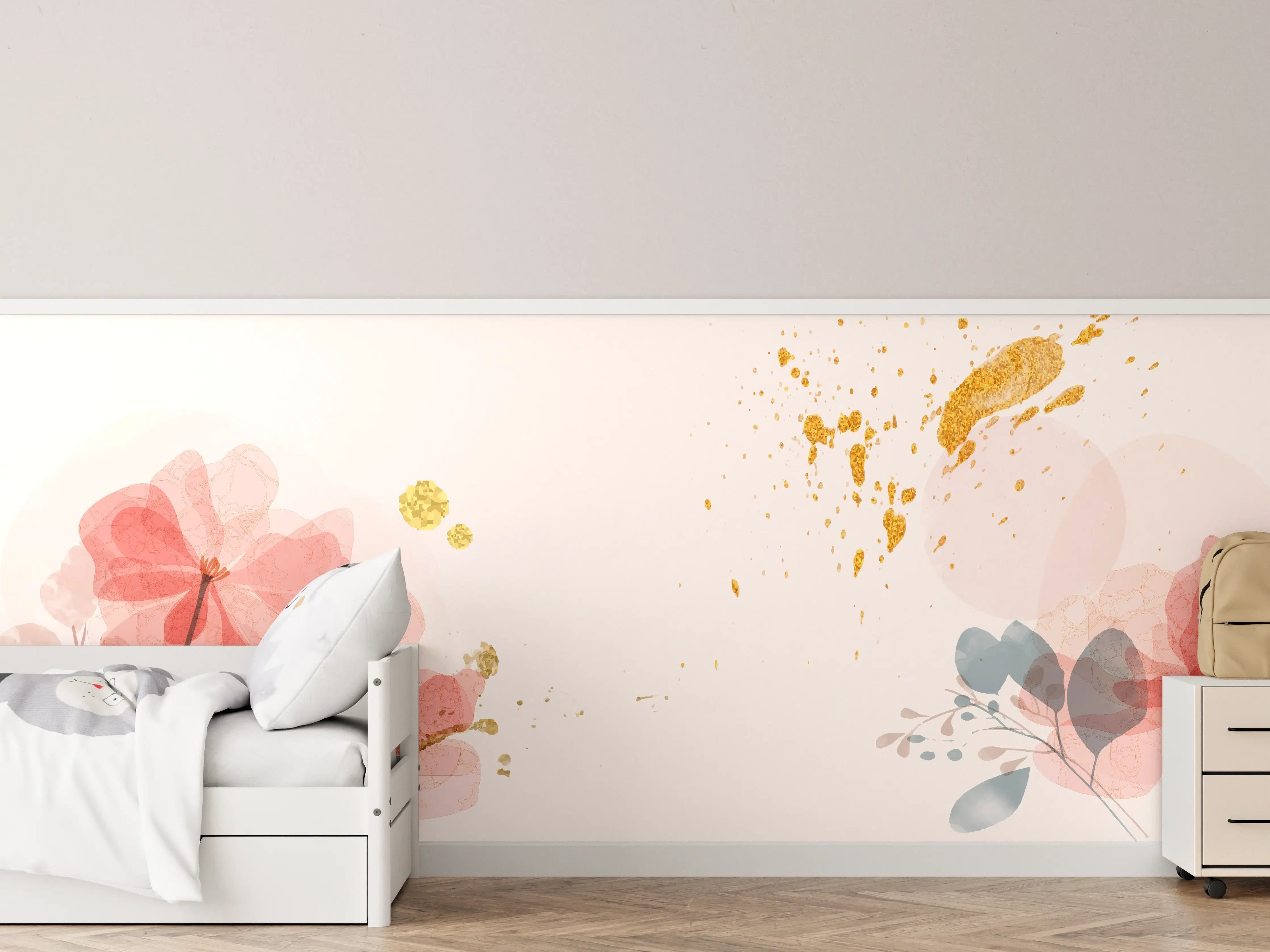 Kinderzimmer Wandgestaltung - Aquarell Blumen Abstrakt