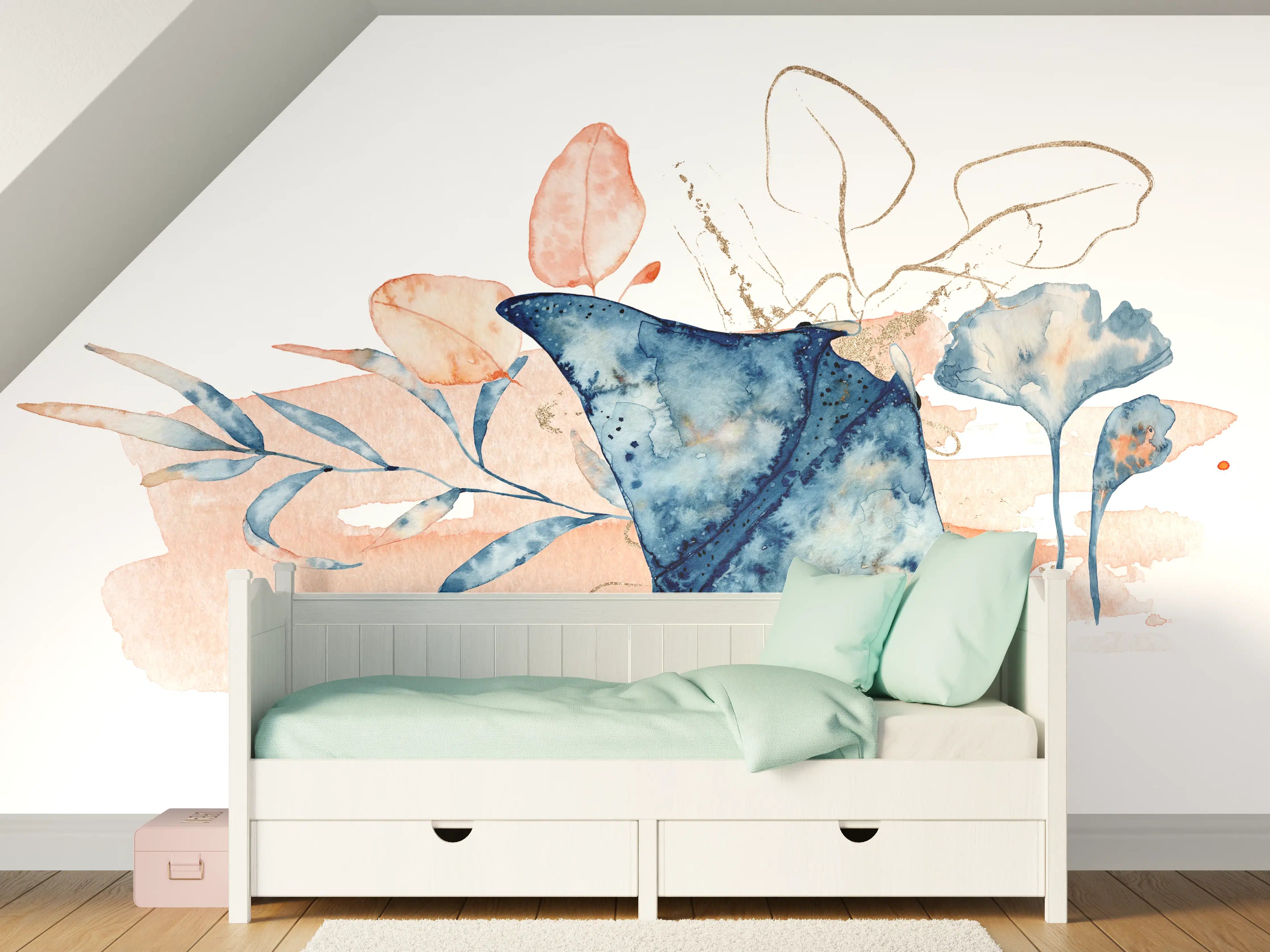 Kinderzimmer Wandgestaltung - Aquarell-Illustration eines Rochenfisches 