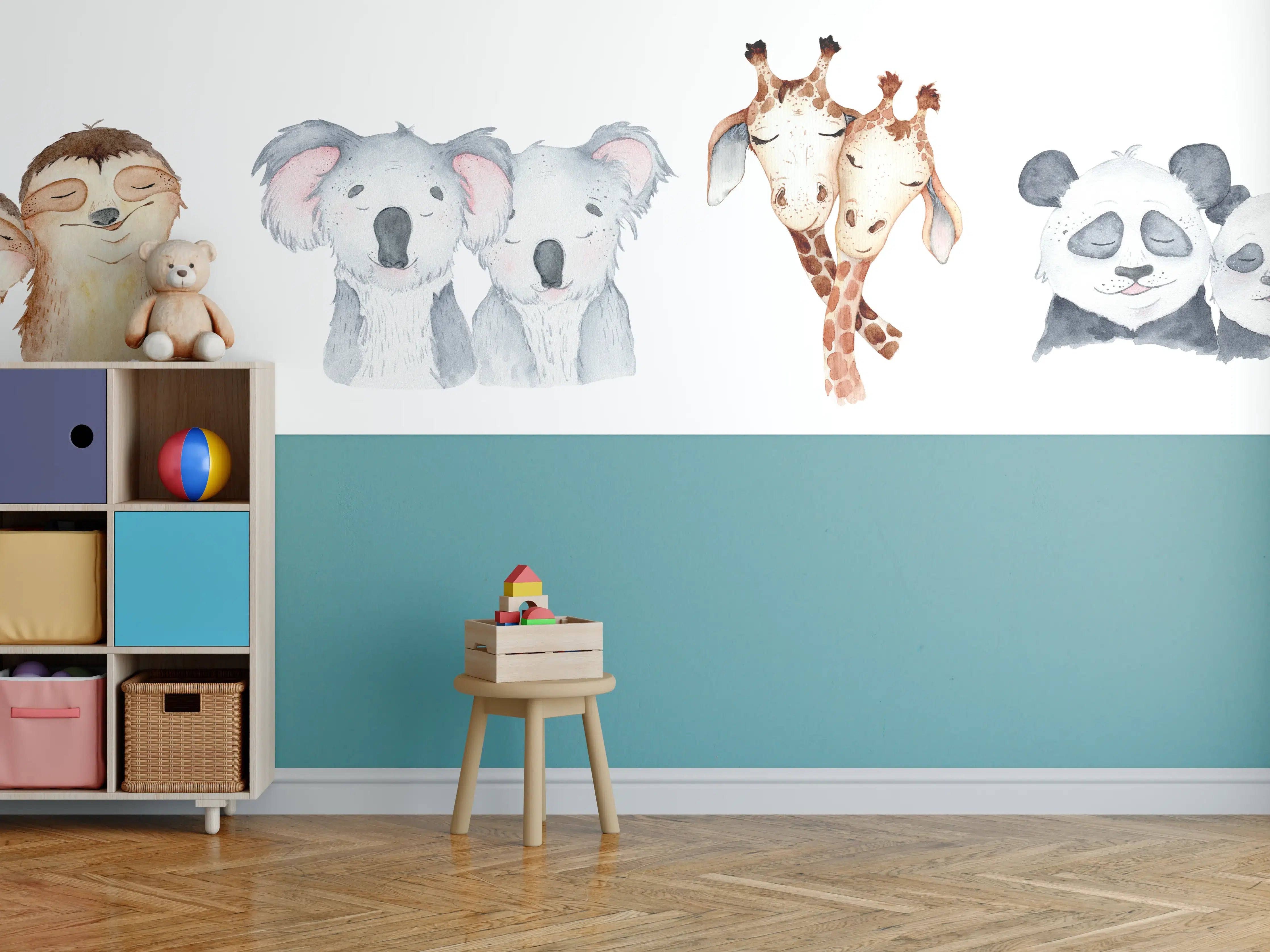 Kinderzimmer Wandgestaltung - Aquarell Tiercharaktere Set
