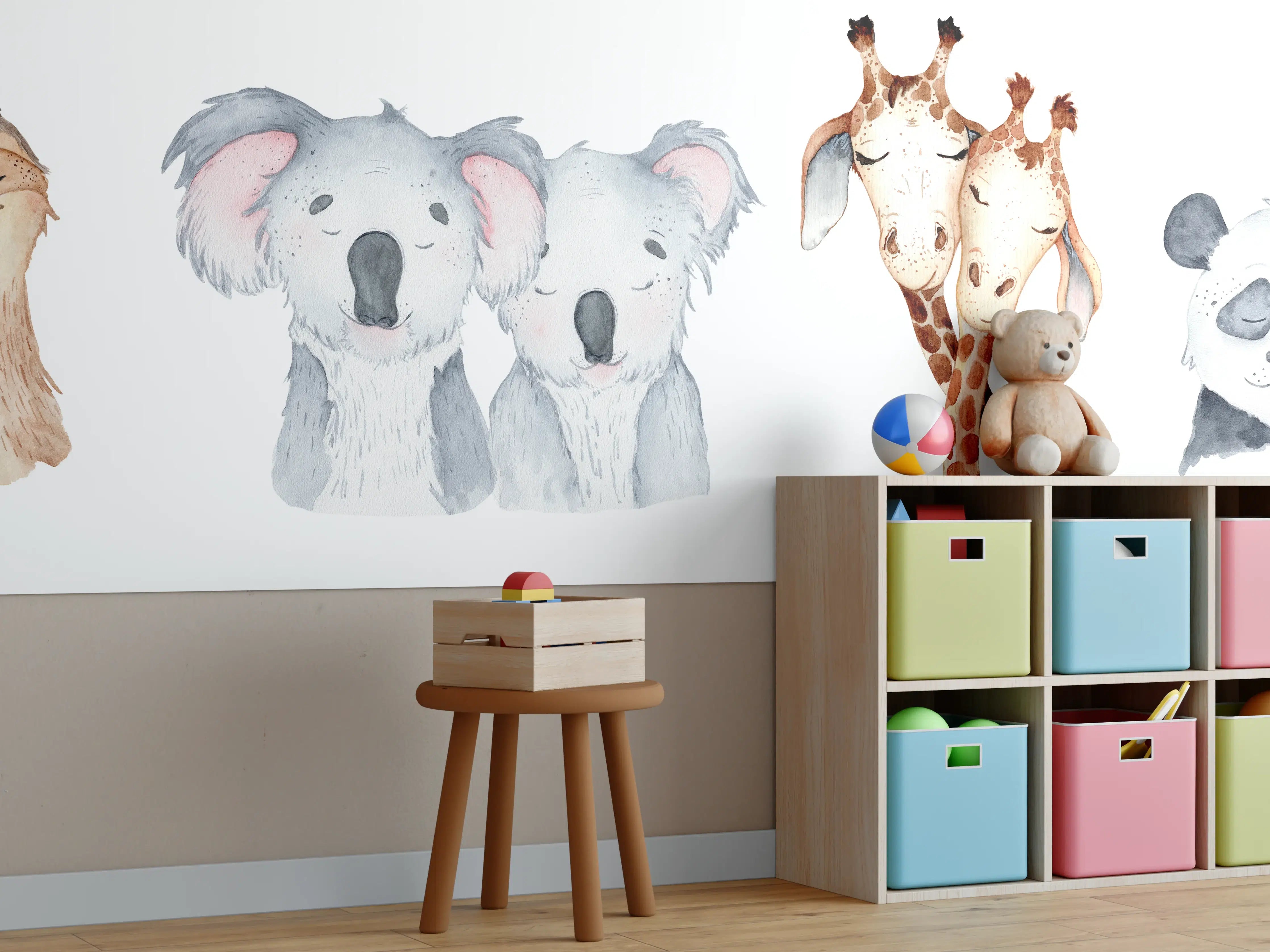 Kinderzimmer Wandgestaltung - Aquarell Tiercharaktere Set