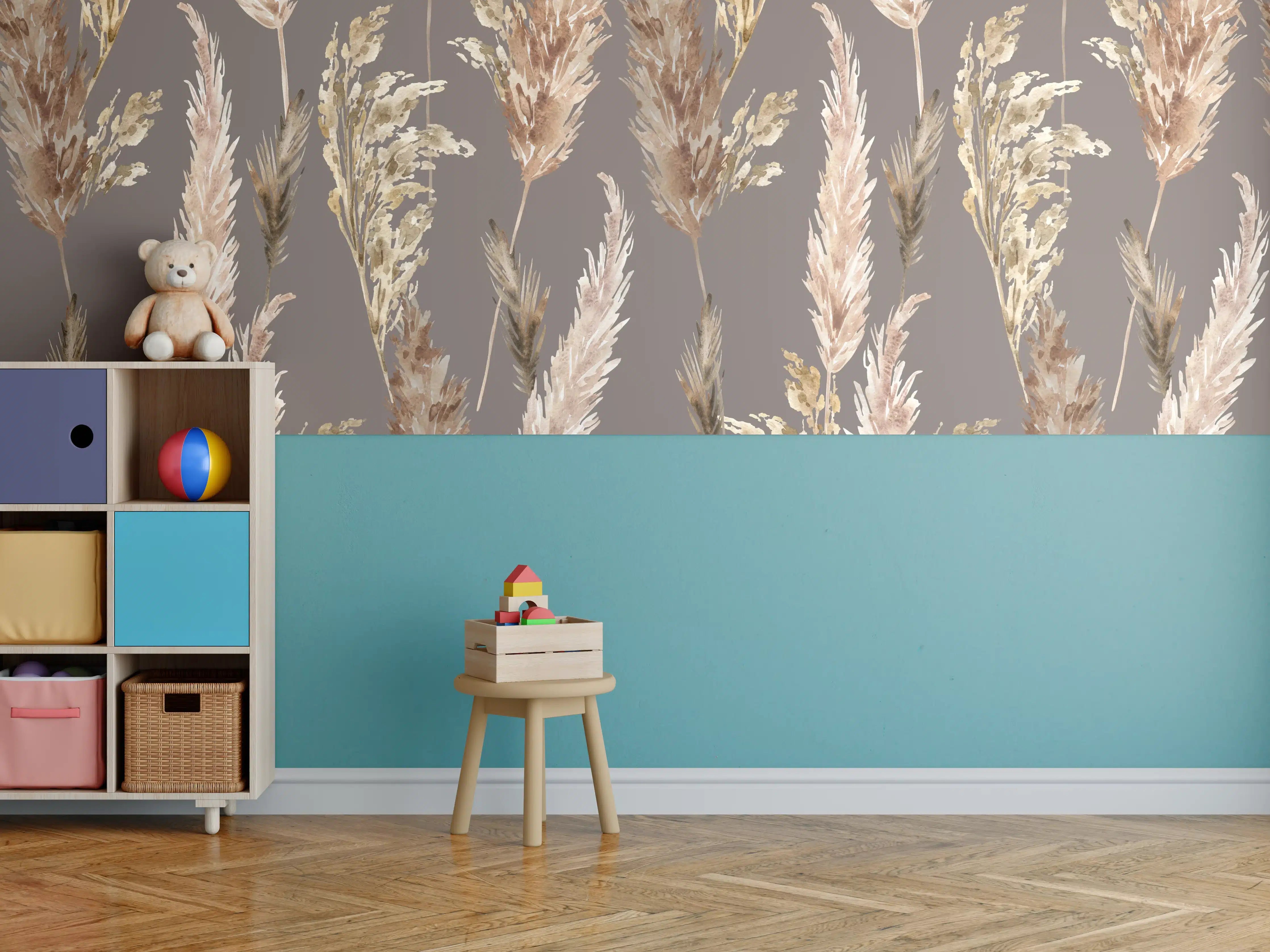 Kinderzimmer Wandgestaltung - Aquarell floralen Muster 