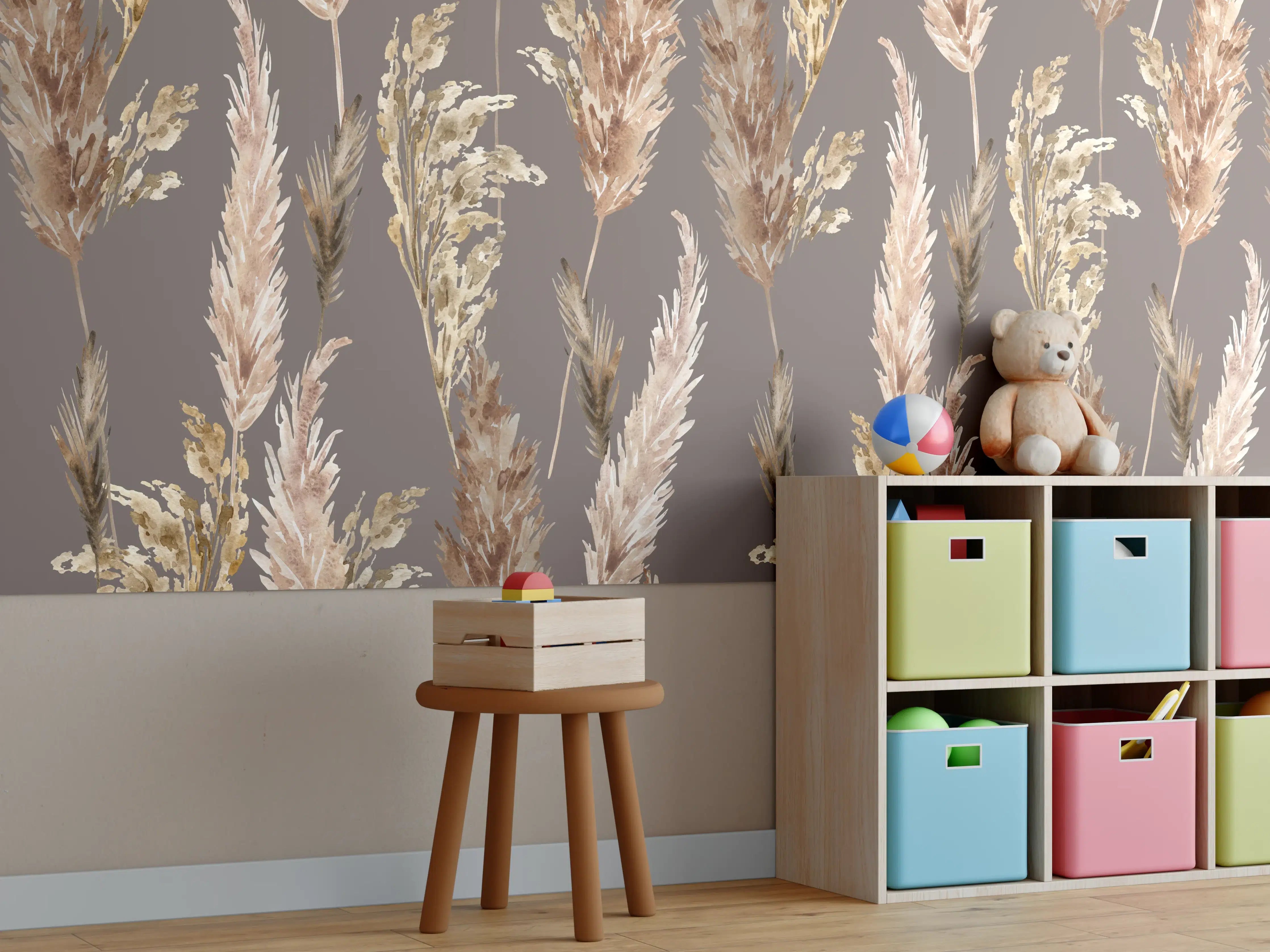 Kinderzimmer Wandgestaltung - Aquarell floralen Muster 