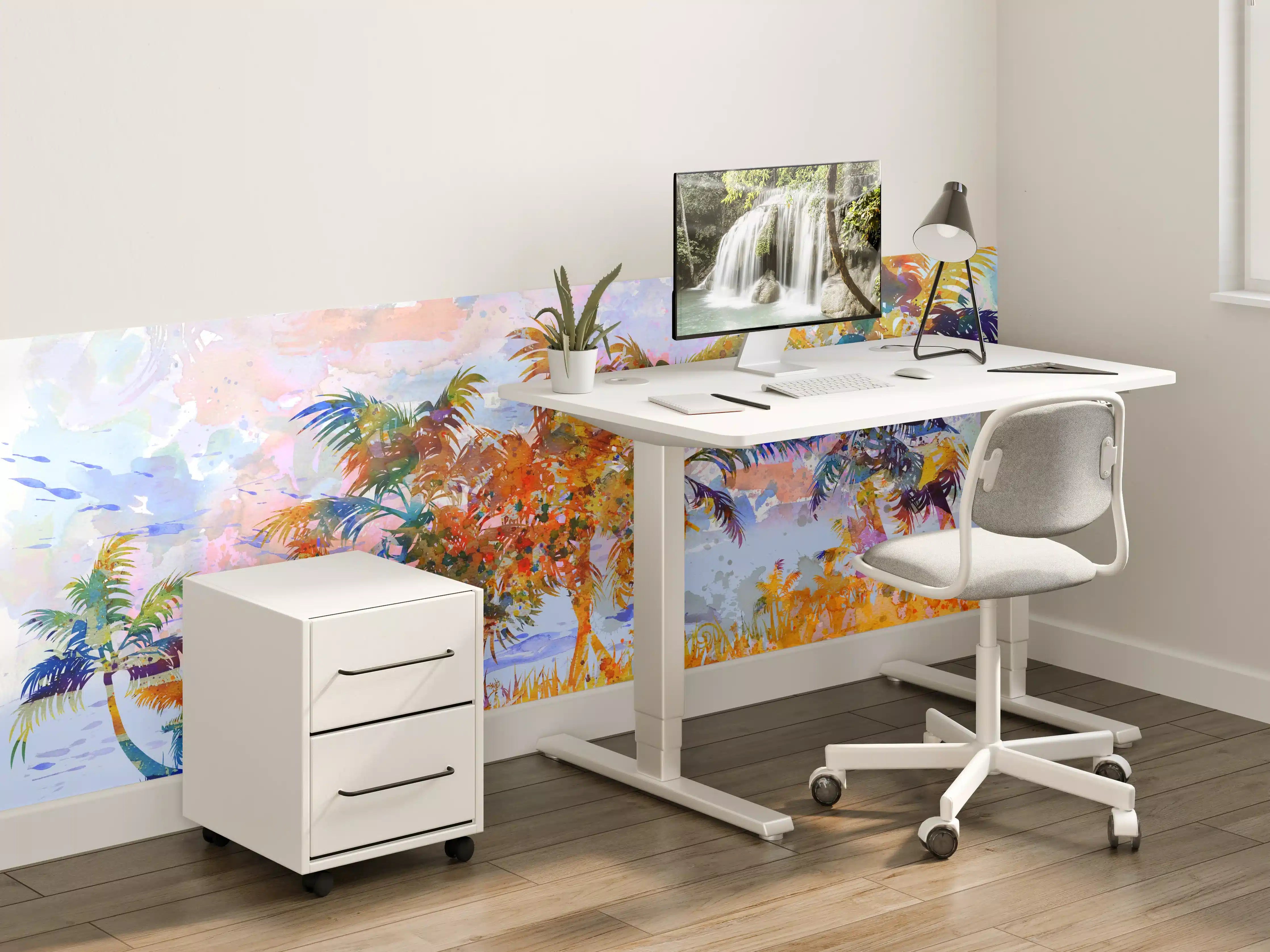 Kinderzimmer Wandgestaltung - Aquarell von tropischem Strand
