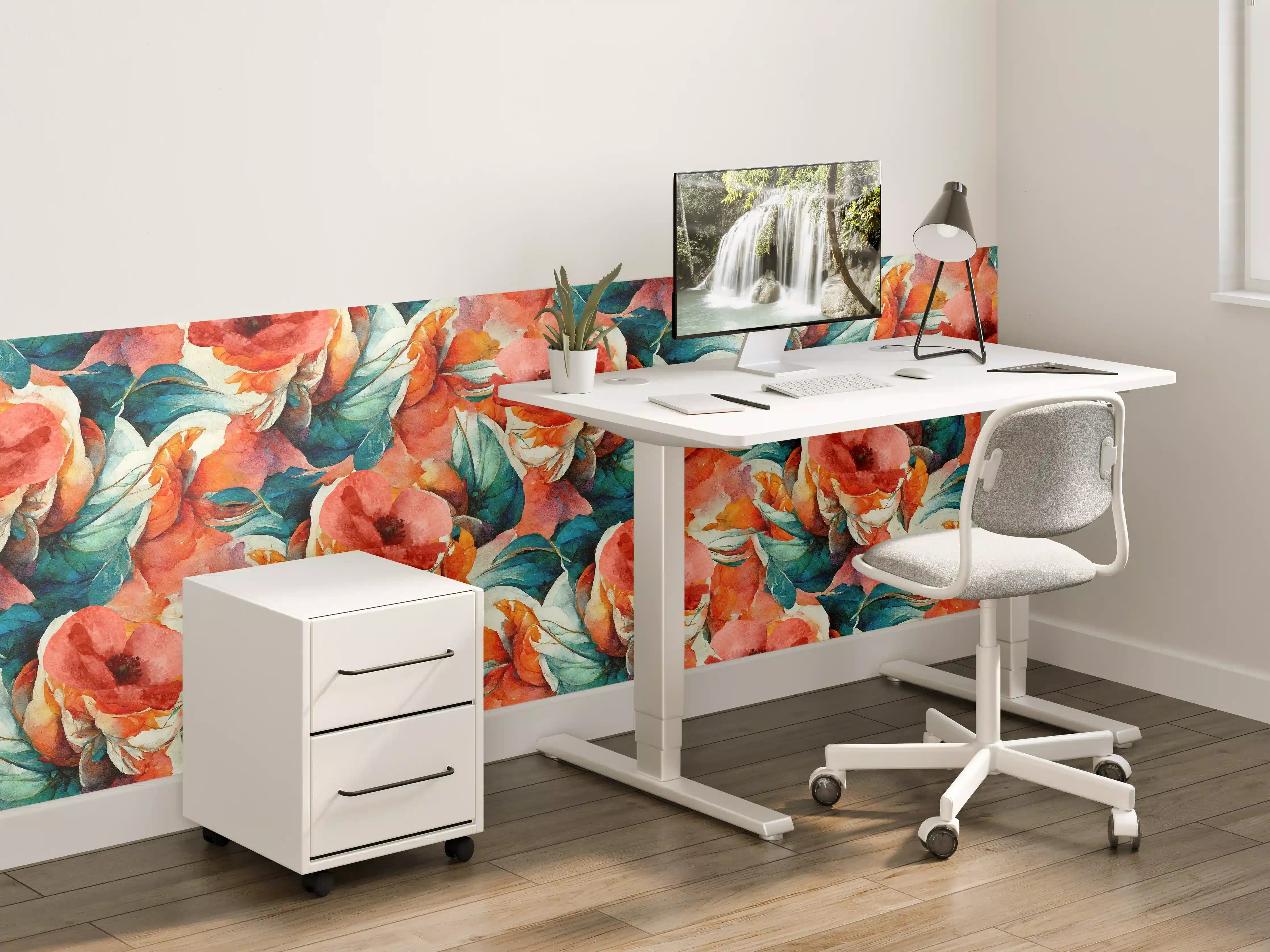 Kinderzimmer Wandgestaltung - Aquarellpapier - Florales Muster