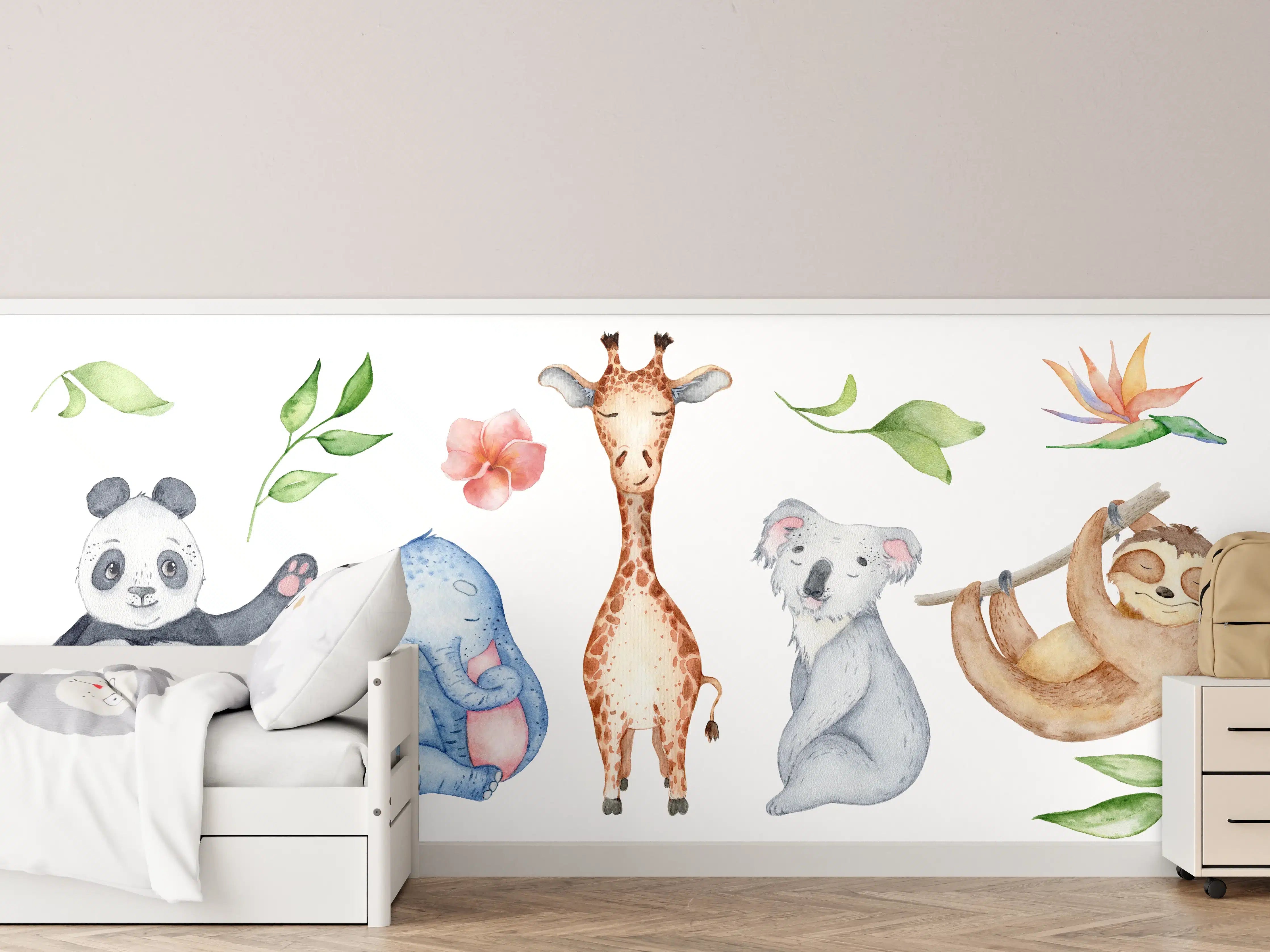 Kinderzimmer Wandgestaltung - Aquarelltiere - Charakter Sammlung