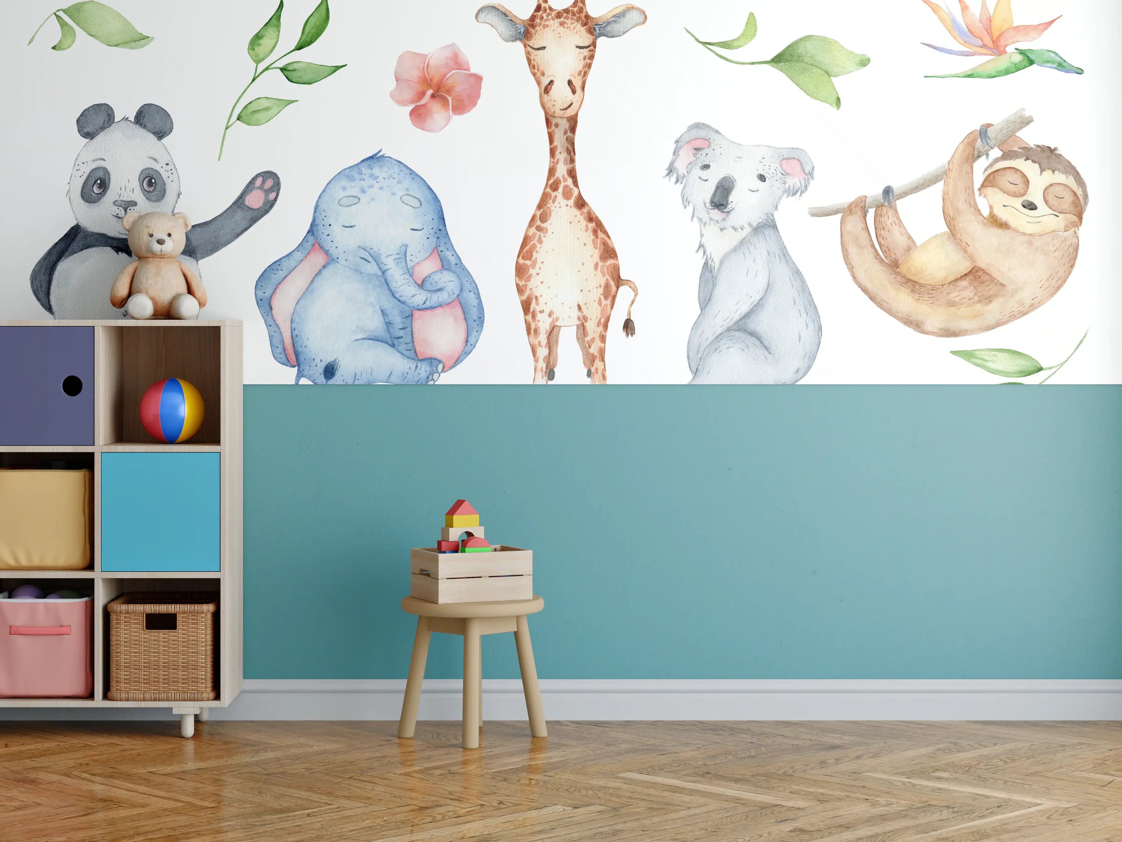 Kinderzimmer Wandgestaltung - Aquarelltiere - Charakter Sammlung
