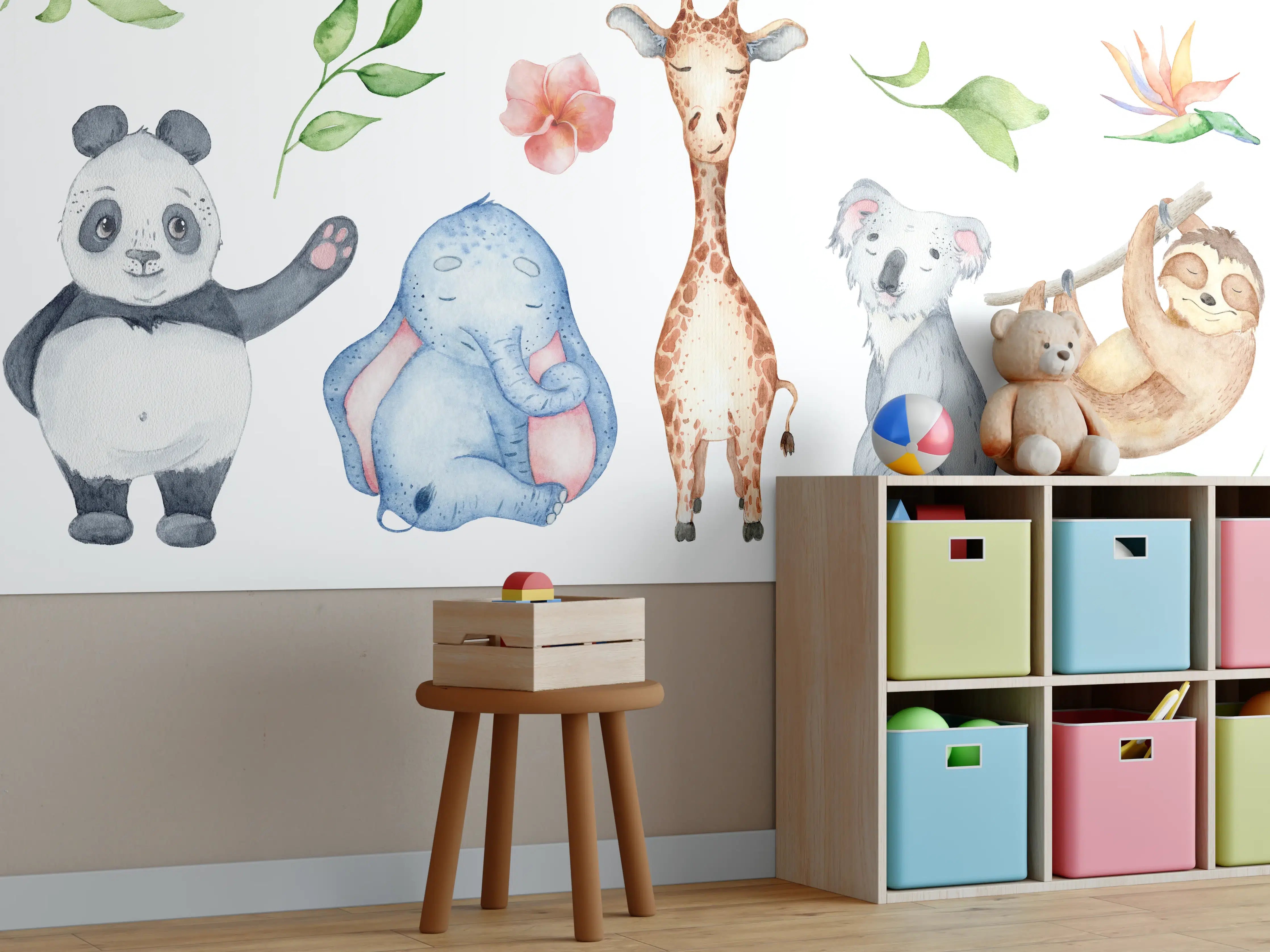 Kinderzimmer Wandgestaltung - Aquarelltiere - Charakter Sammlung