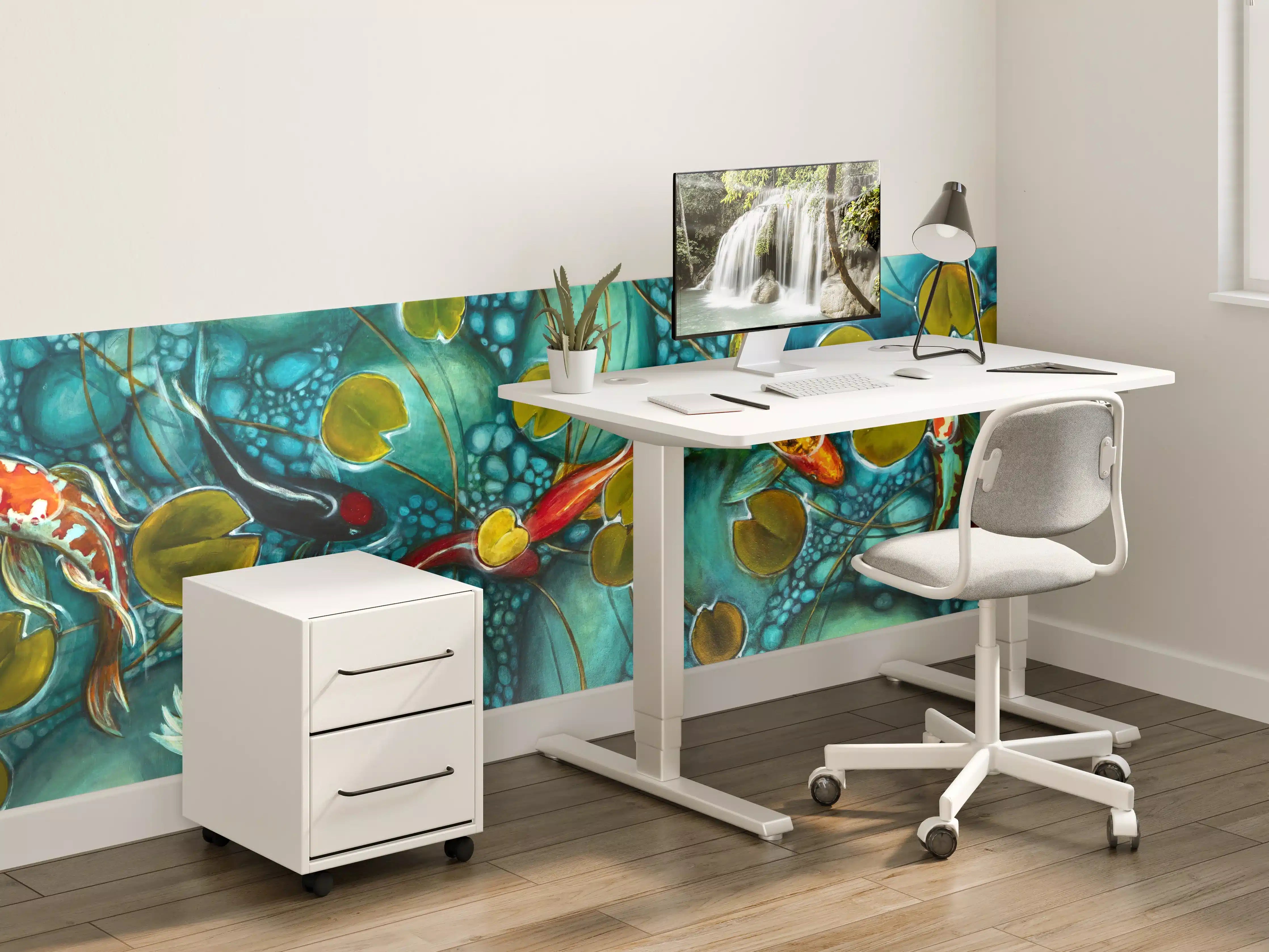 Kinderzimmer Wandgestaltung - Aquatische Fantasie mit Koi und Wasserlilien