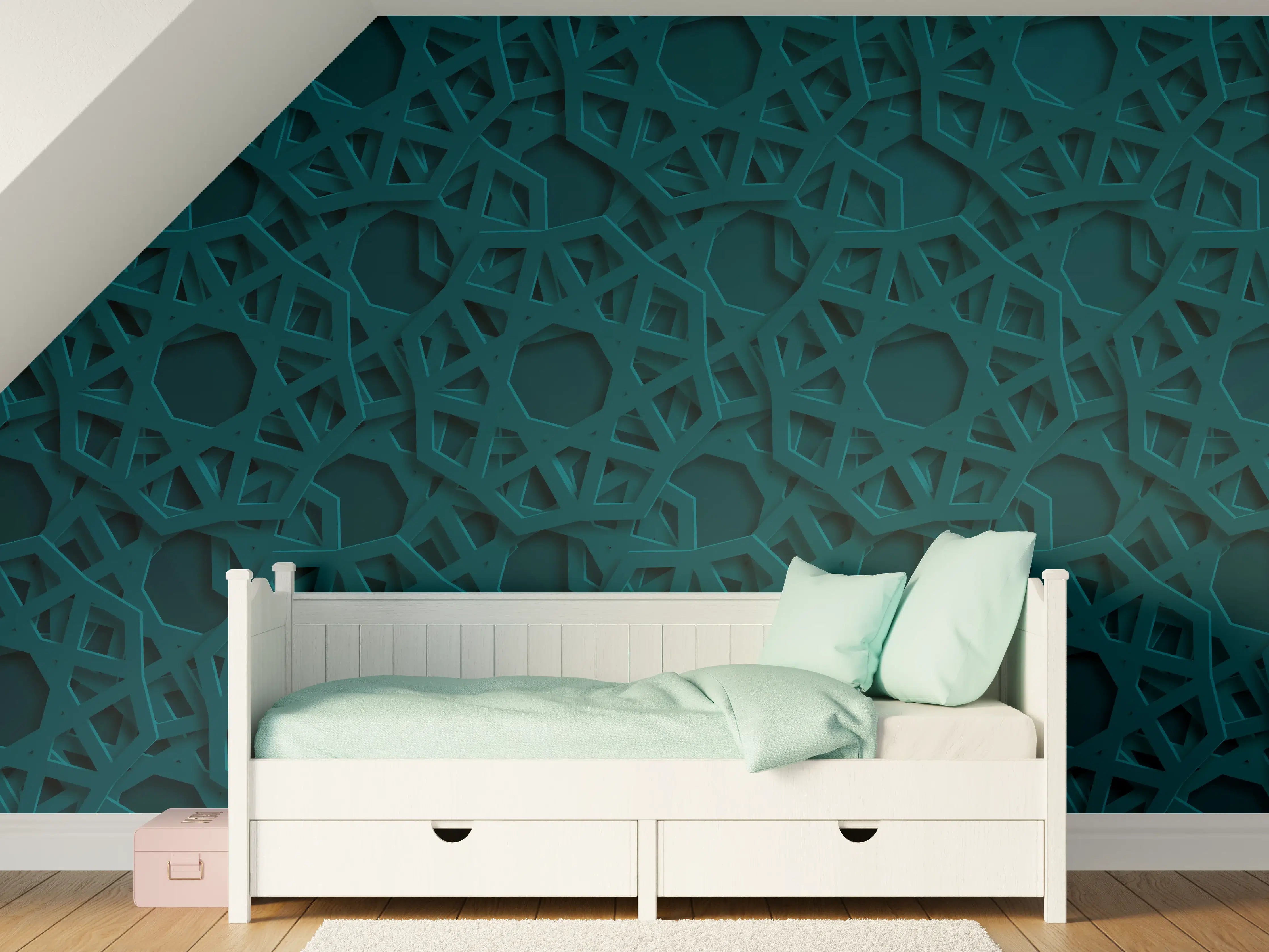 Kinderzimmer Wandgestaltung - Arabische Muster Dunkelgrün
