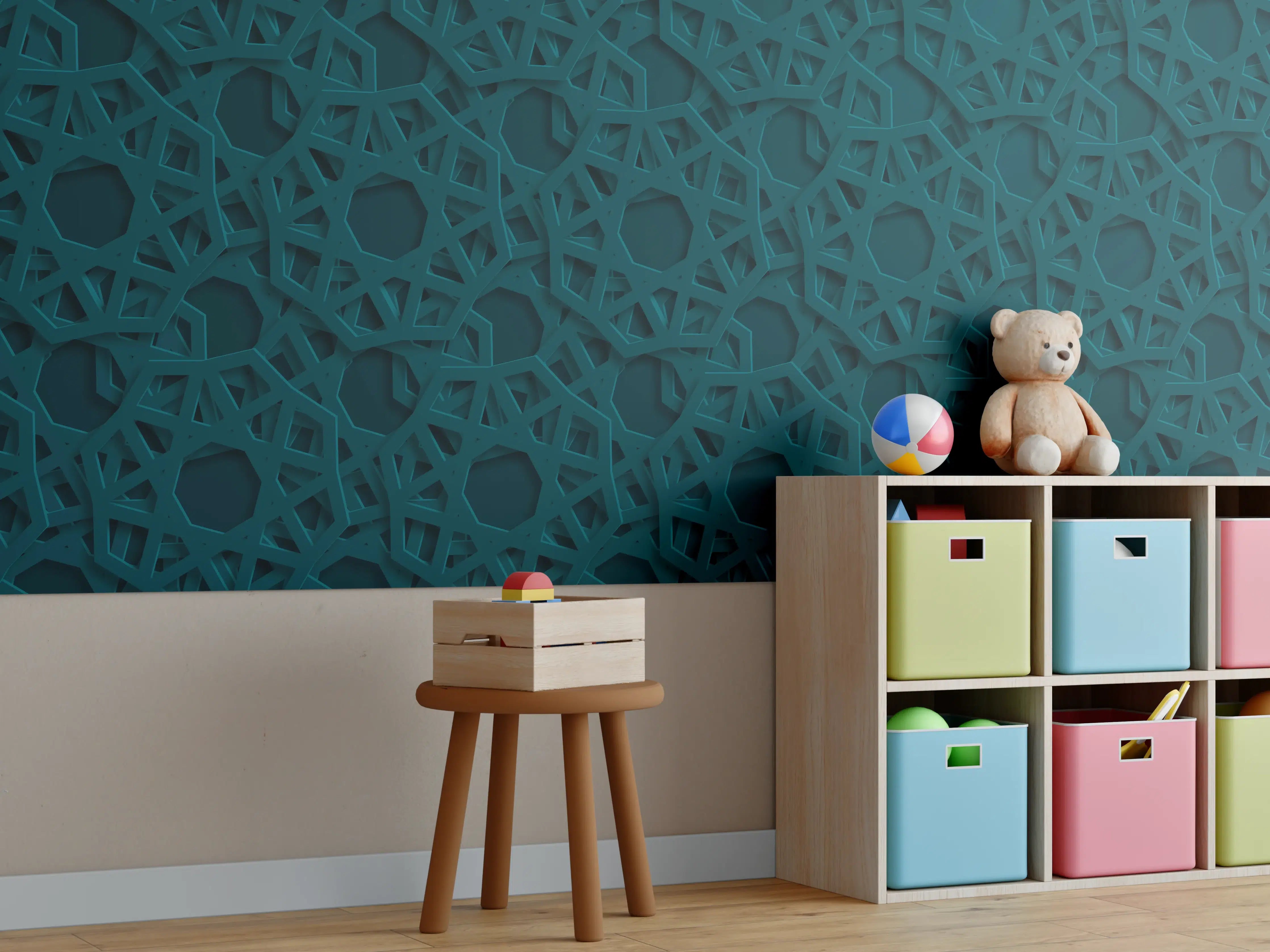 Kinderzimmer Wandgestaltung - Arabisches Muster Blau Dunkel
