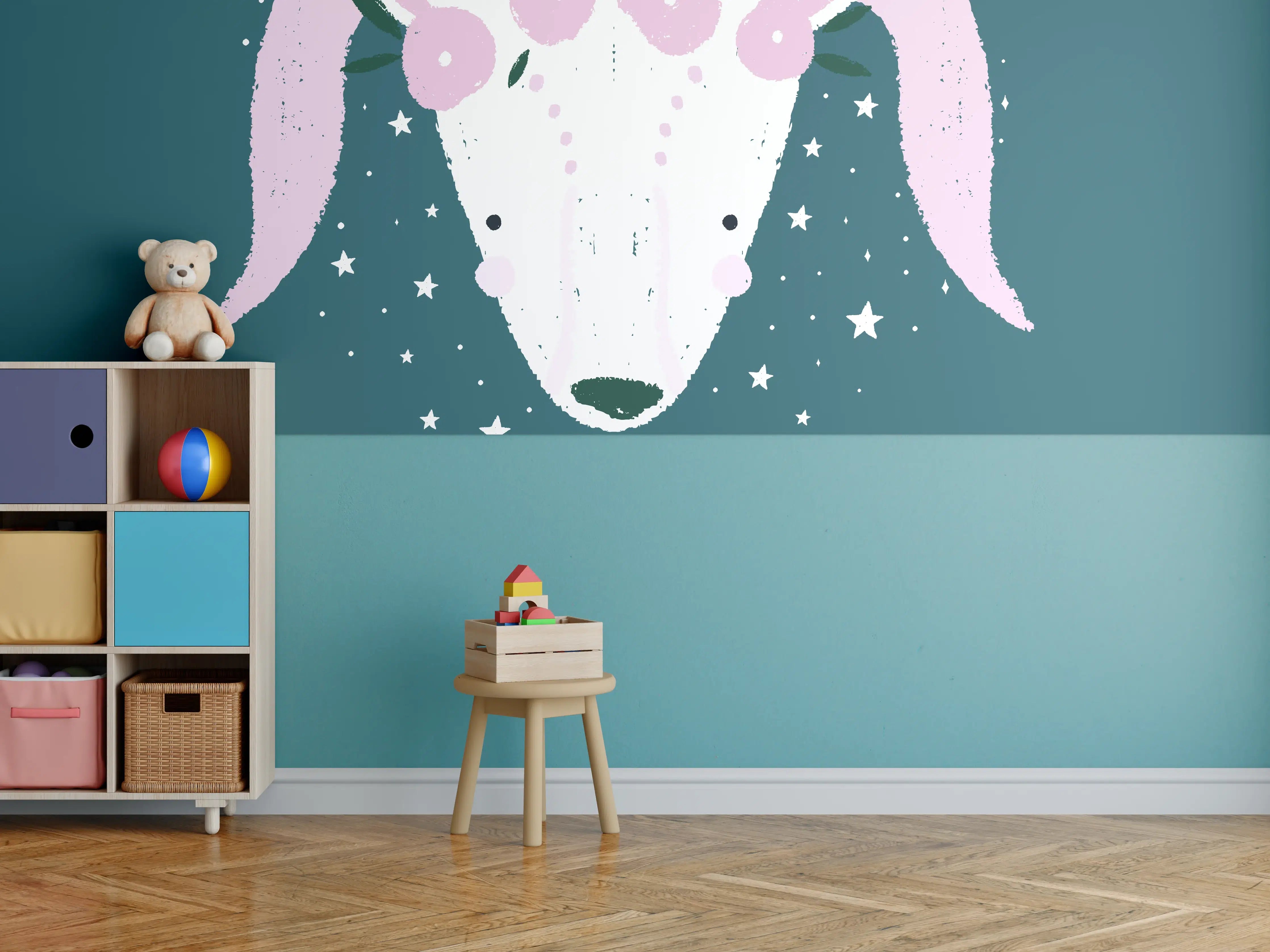 Kinderzimmer Wandgestaltung - Aries Sternbild Teal Poster