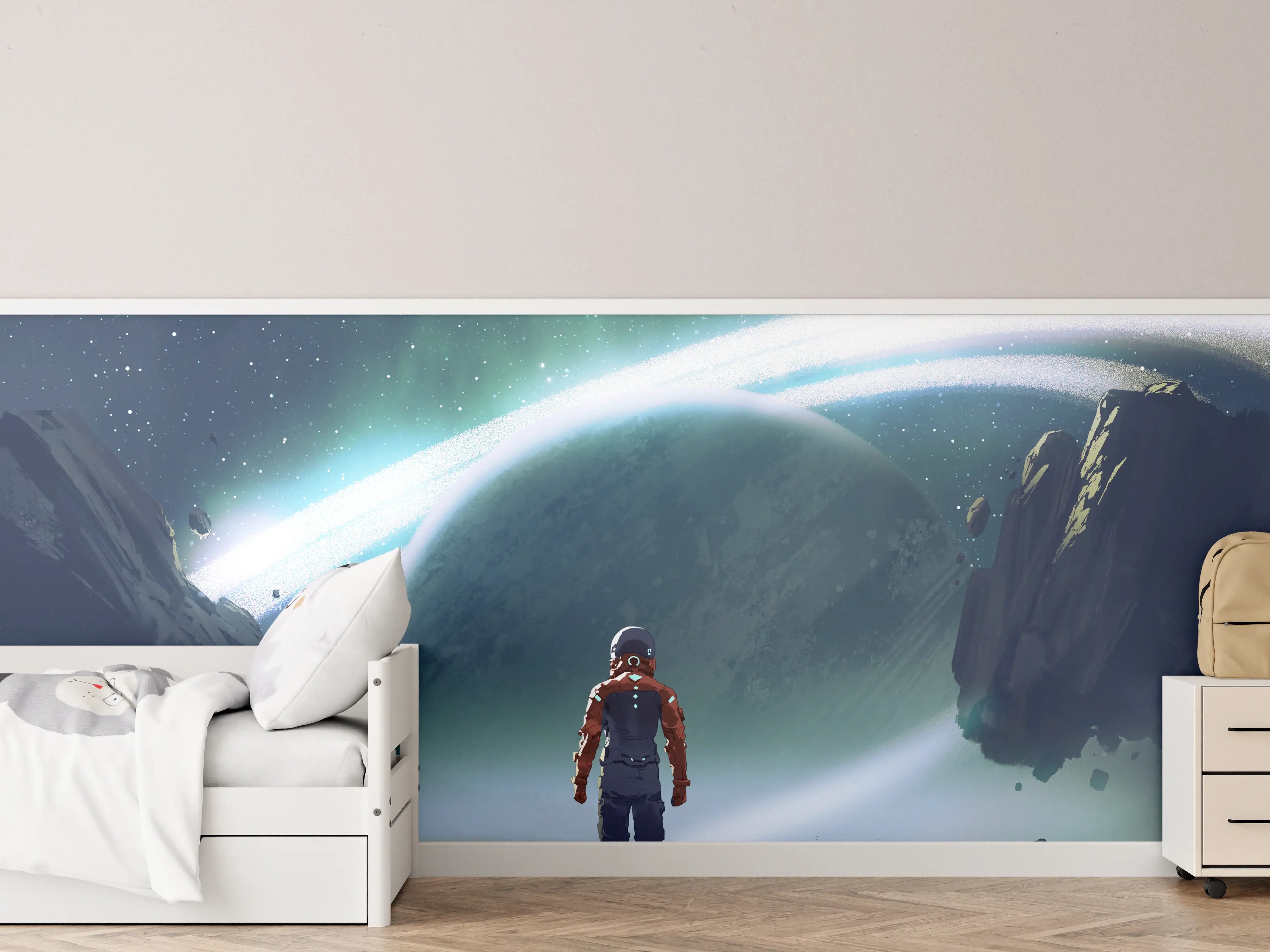 Kinderzimmer Wandgestaltung - Astronaut Planeten-Erkundung