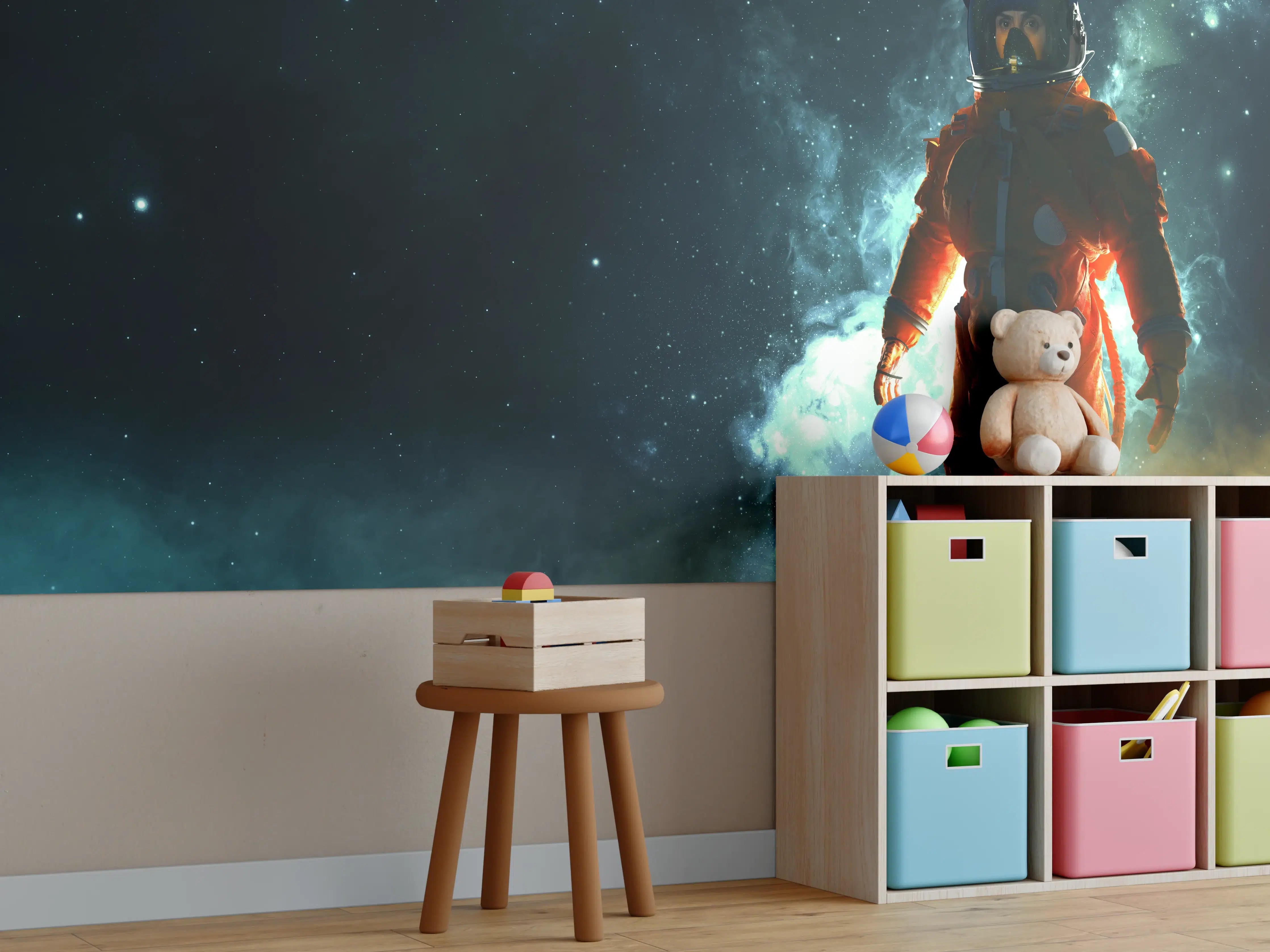 Kinderzimmer Wandgestaltung - Astronaut im Weltraum