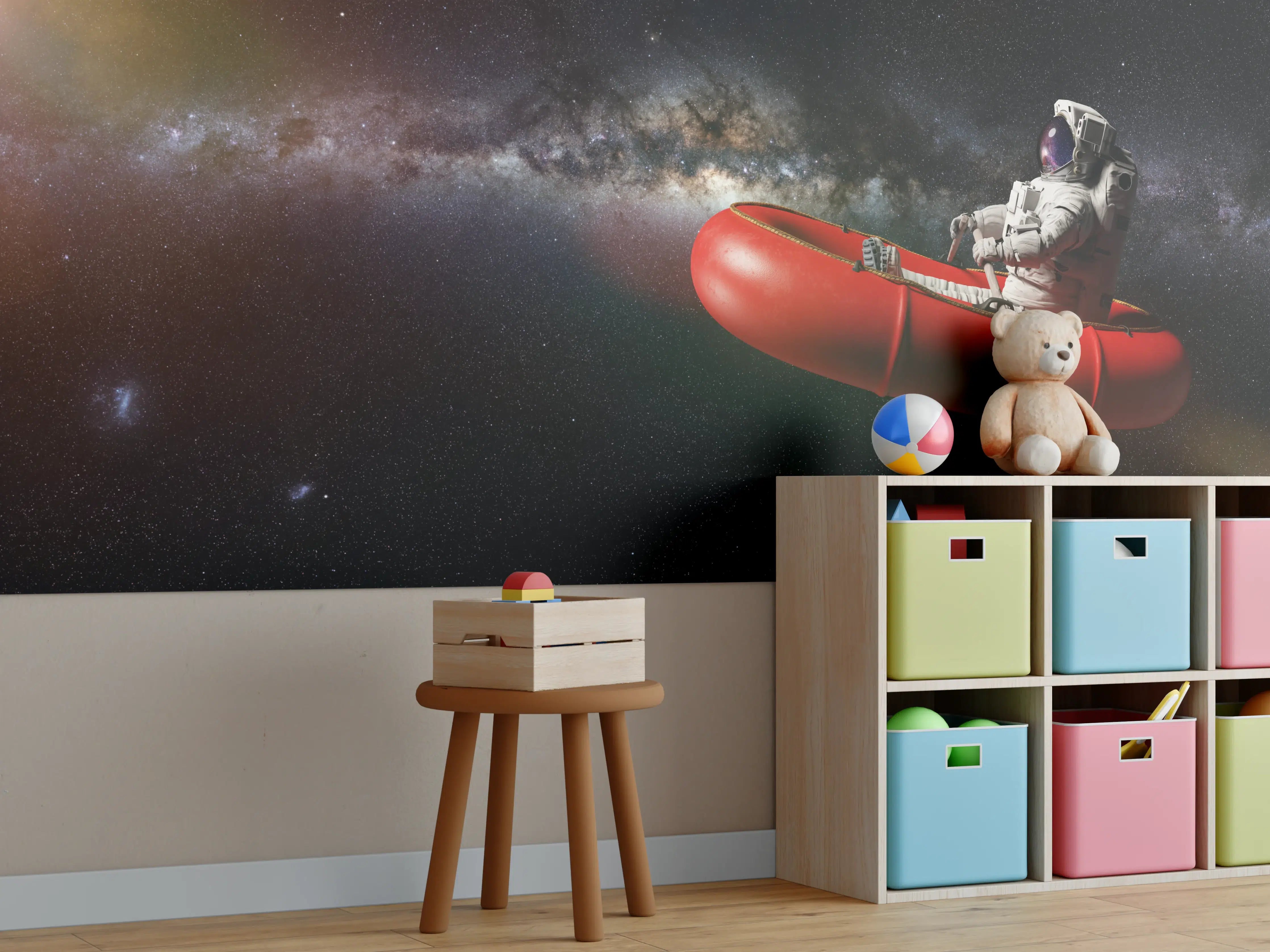 Kinderzimmer Wandgestaltung - Astronaut in Space Schlauchboot