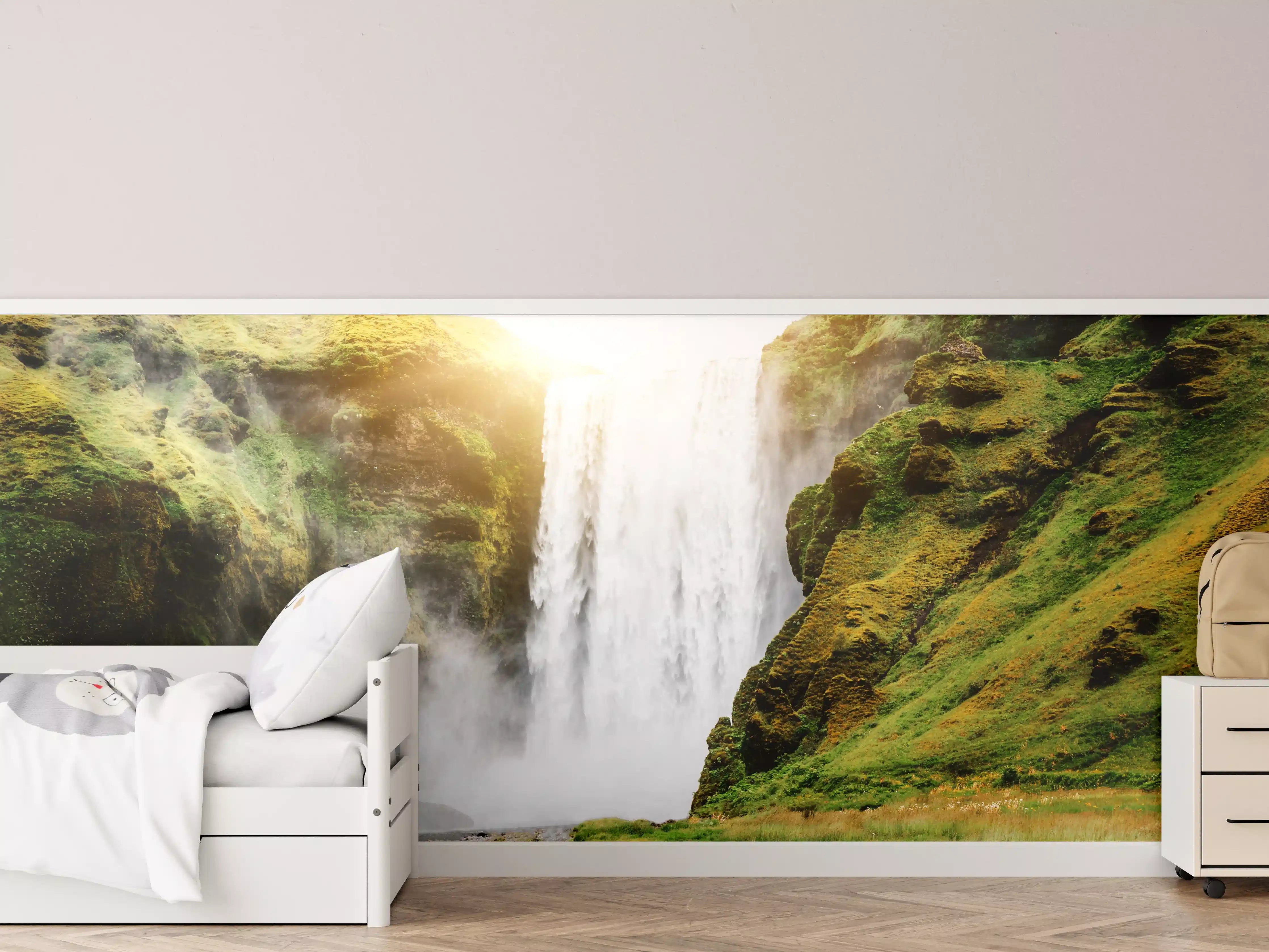 Kinderzimmer Wandgestaltung - Atemberaubender Wasserfall in Island