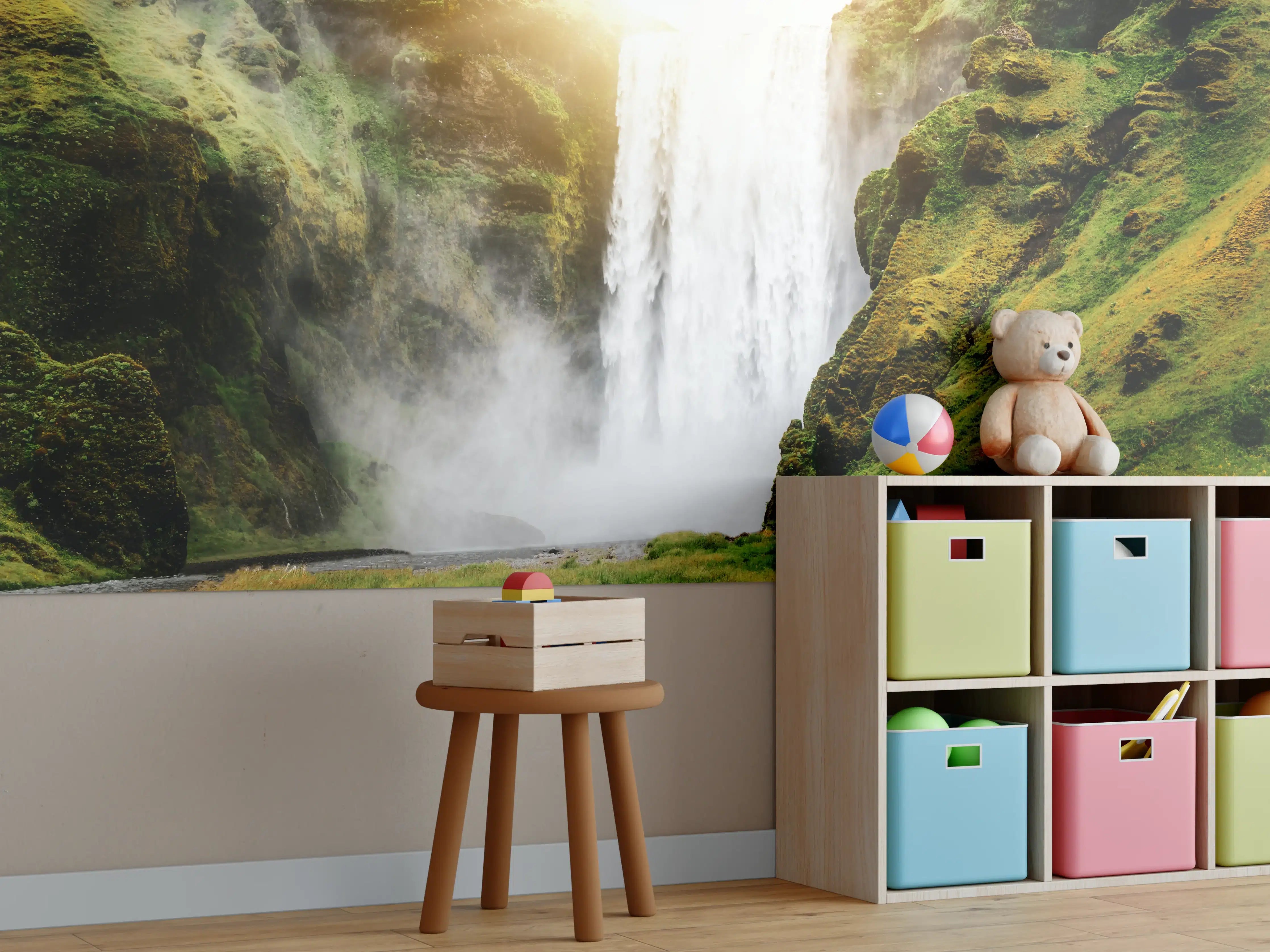 Kinderzimmer Wandgestaltung - Atemberaubender Wasserfall in Island