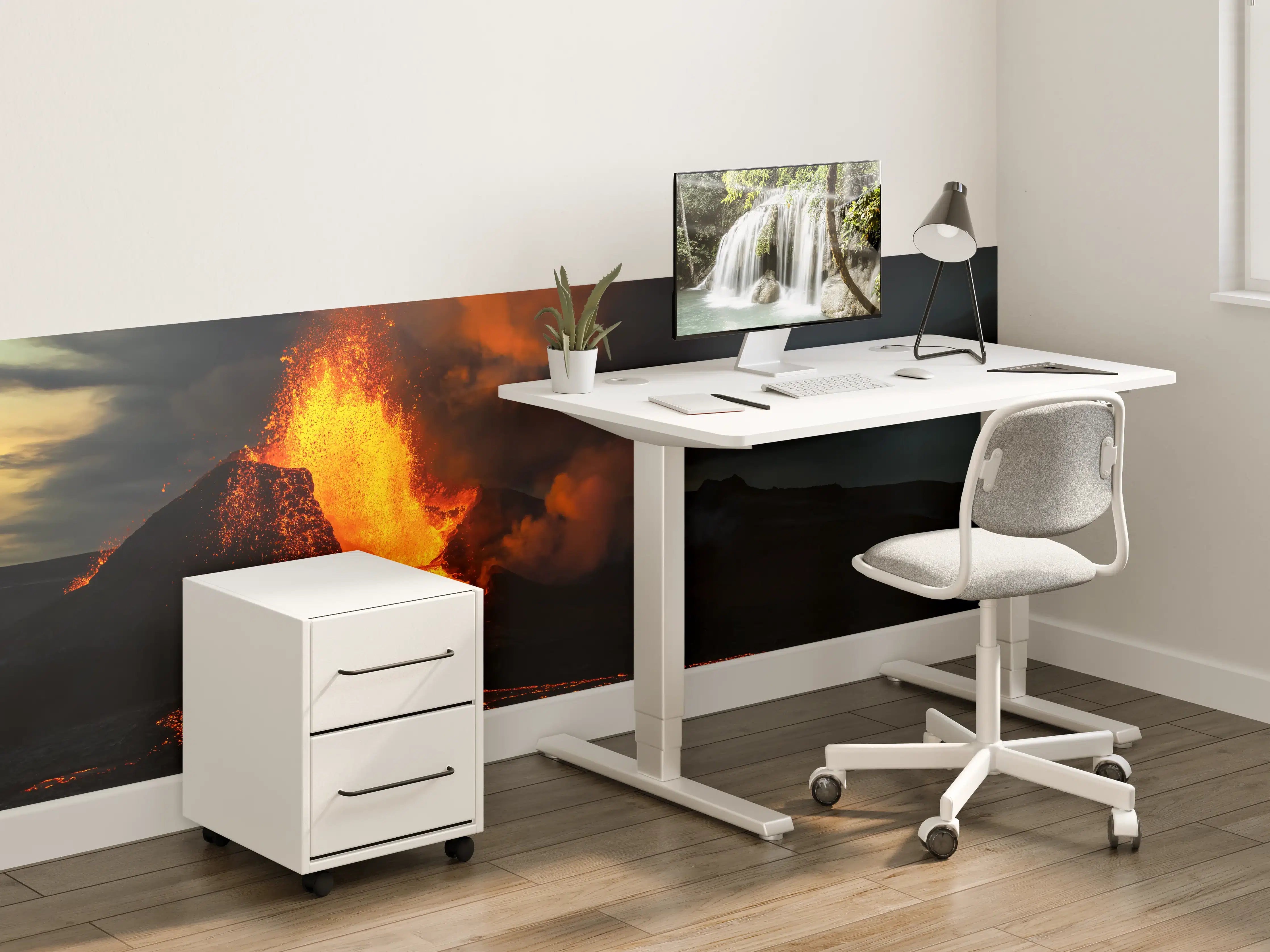 Kinderzimmer Wandgestaltung - Ausbruch vom Vulkan in der Nacht