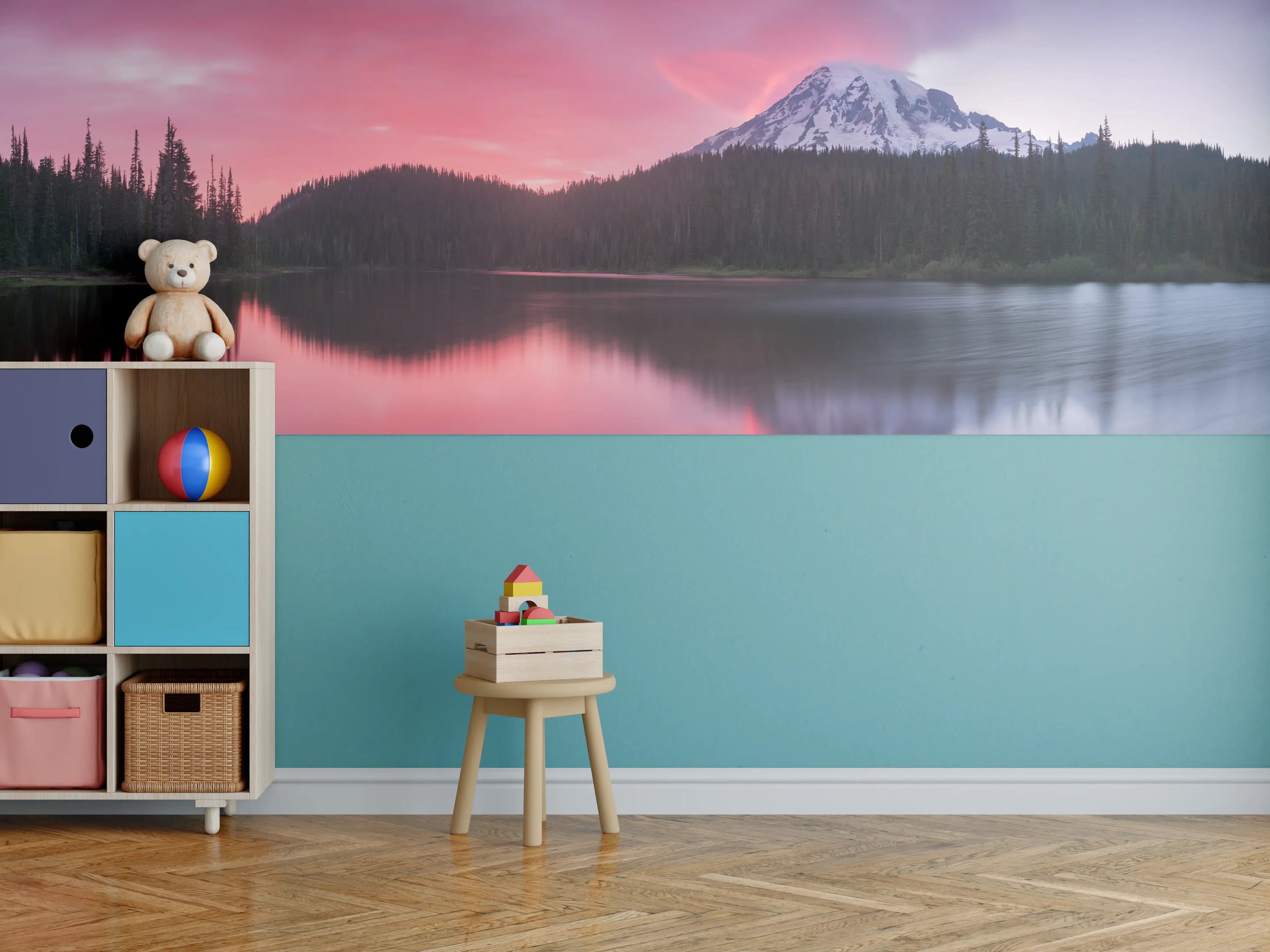 Kinderzimmer Wandgestaltung - Aussicht auf den Mount Rainier