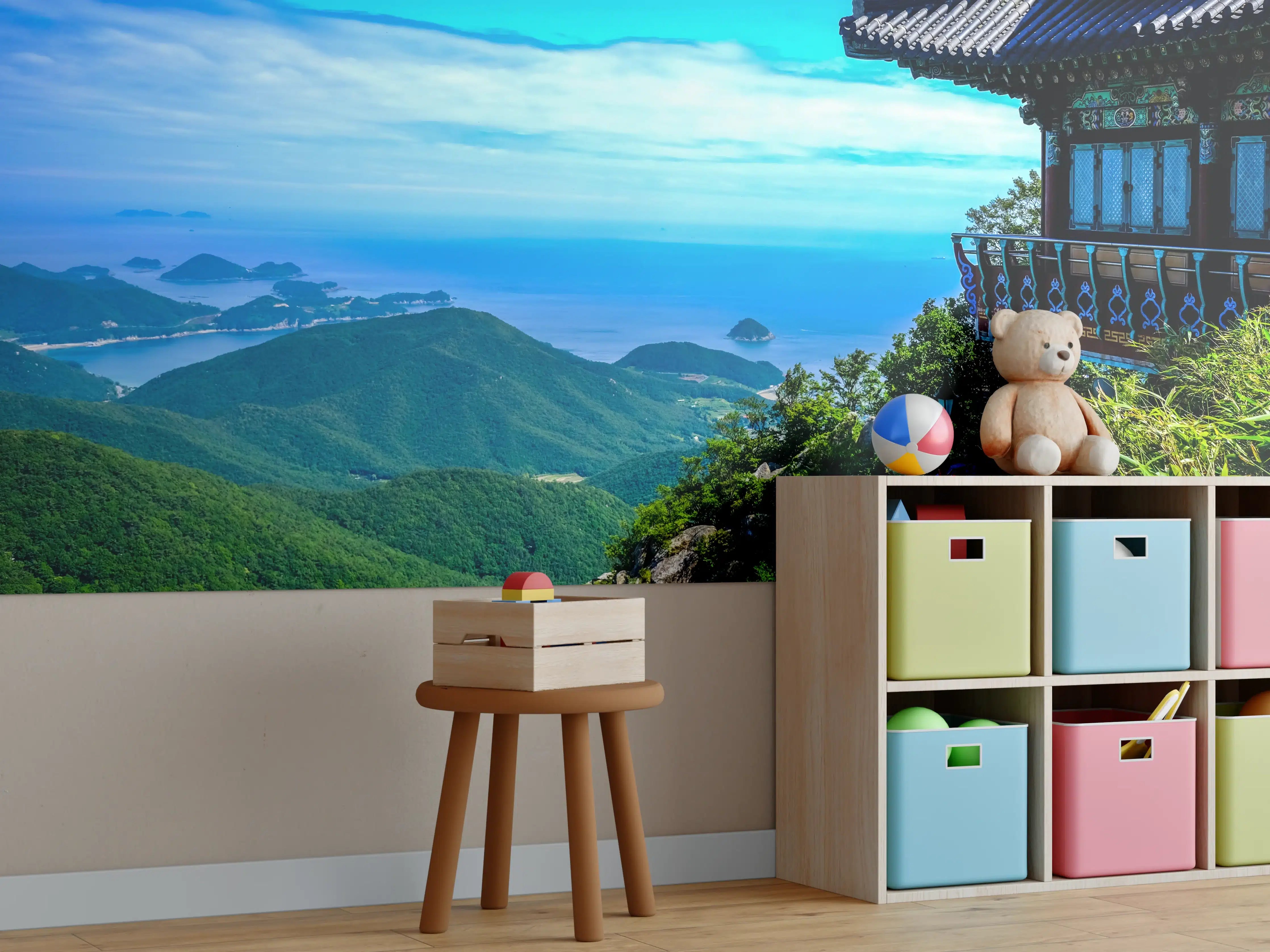 Kinderzimmer Wandgestaltung - Aussicht eines Berges in Südkorea 
