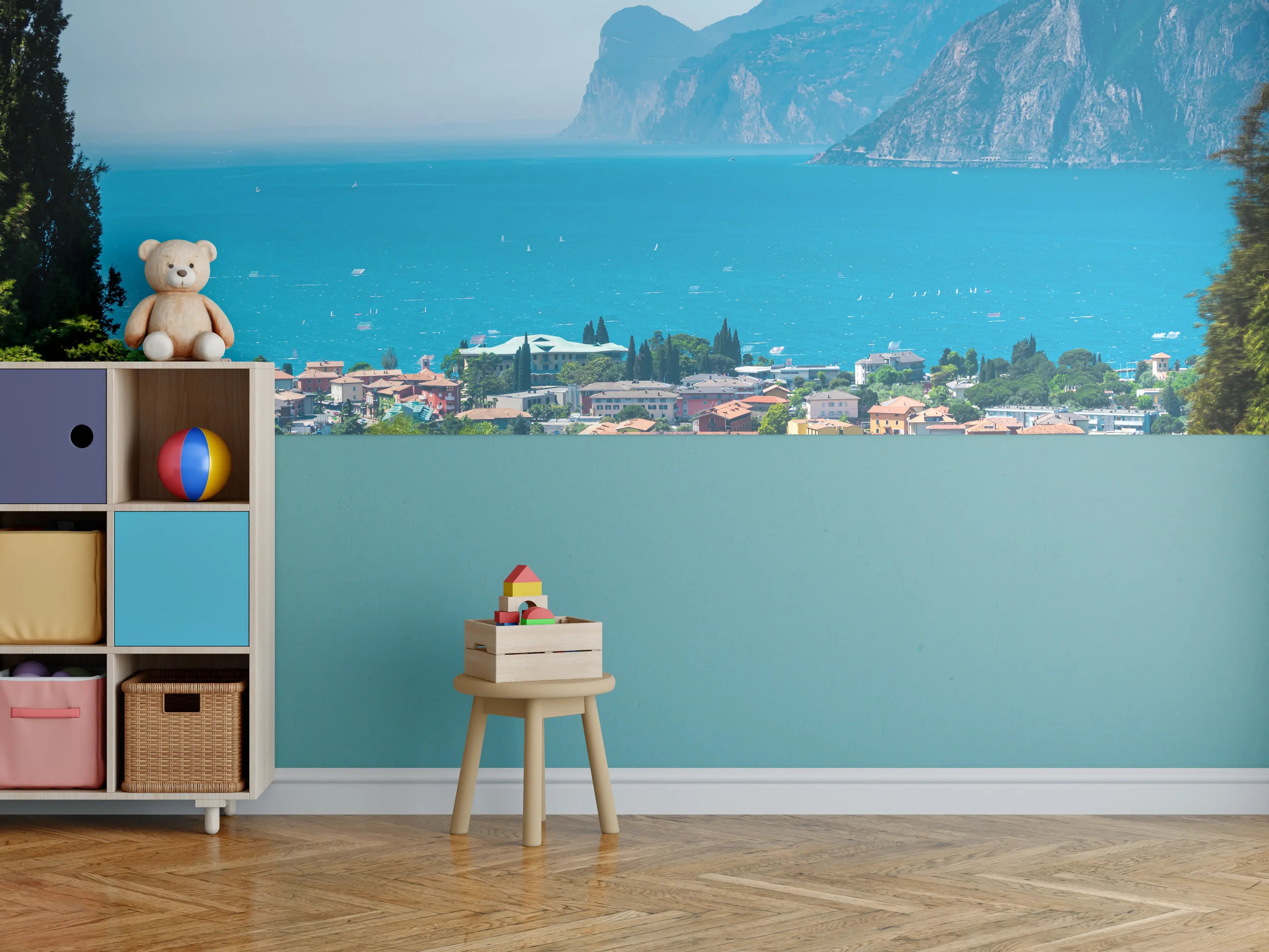 Kinderzimmer Wandgestaltung - Aussicht vom Gipfel auf Gardasee