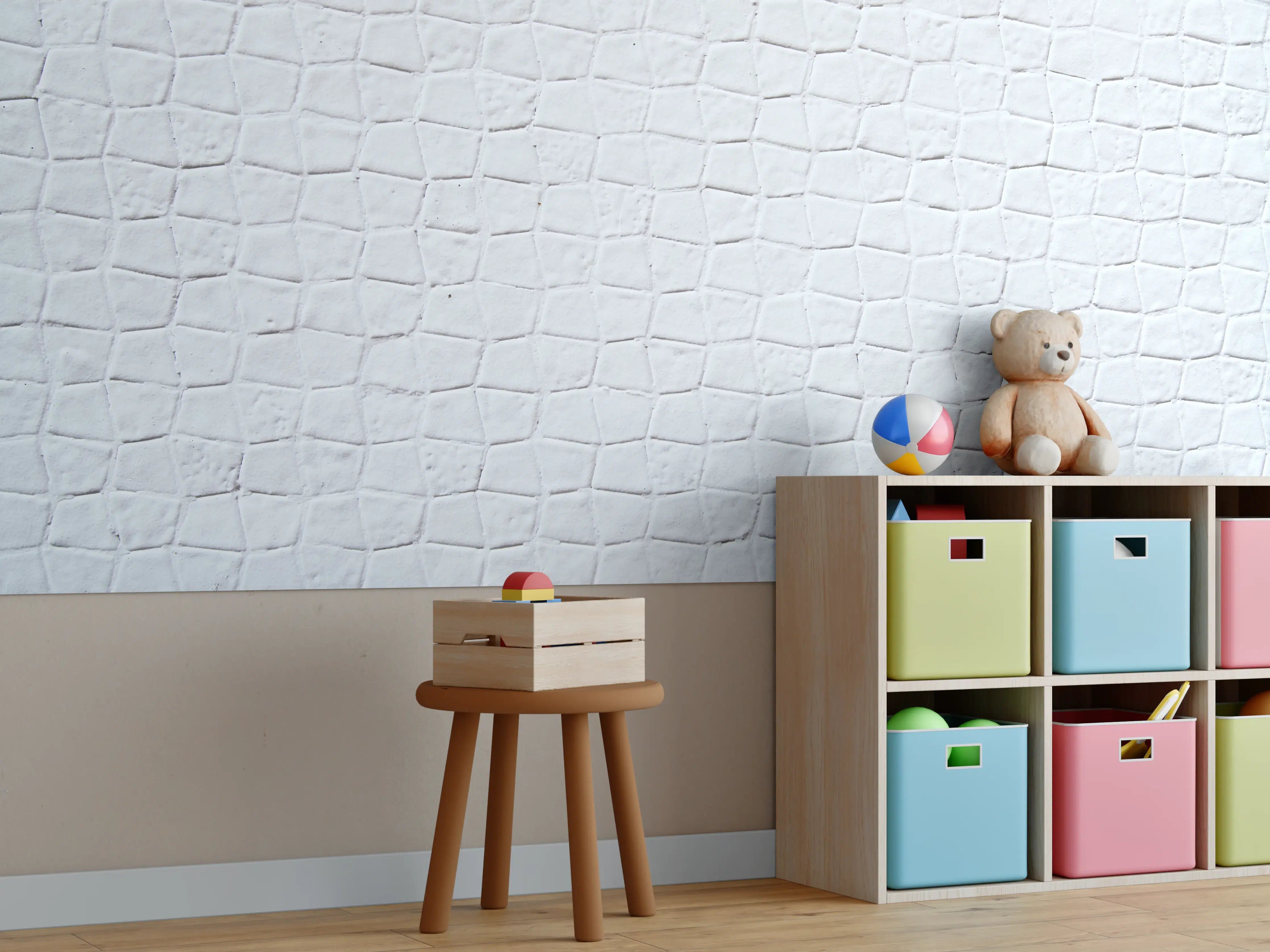 Kinderzimmer Wandgestaltung - Backsteinmauertextur mit rissigen Fliesen