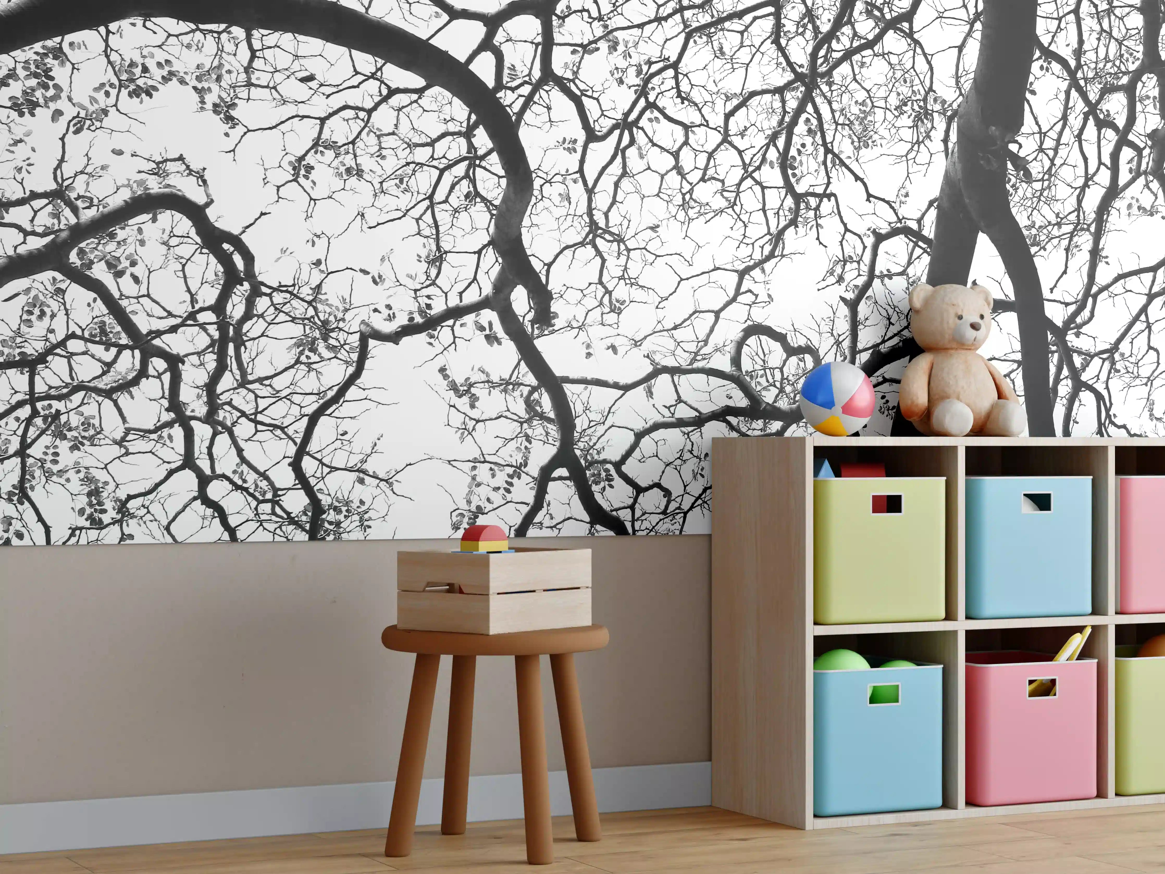 Kinderzimmer Wandgestaltung - Baumkrone im Winterschlaf