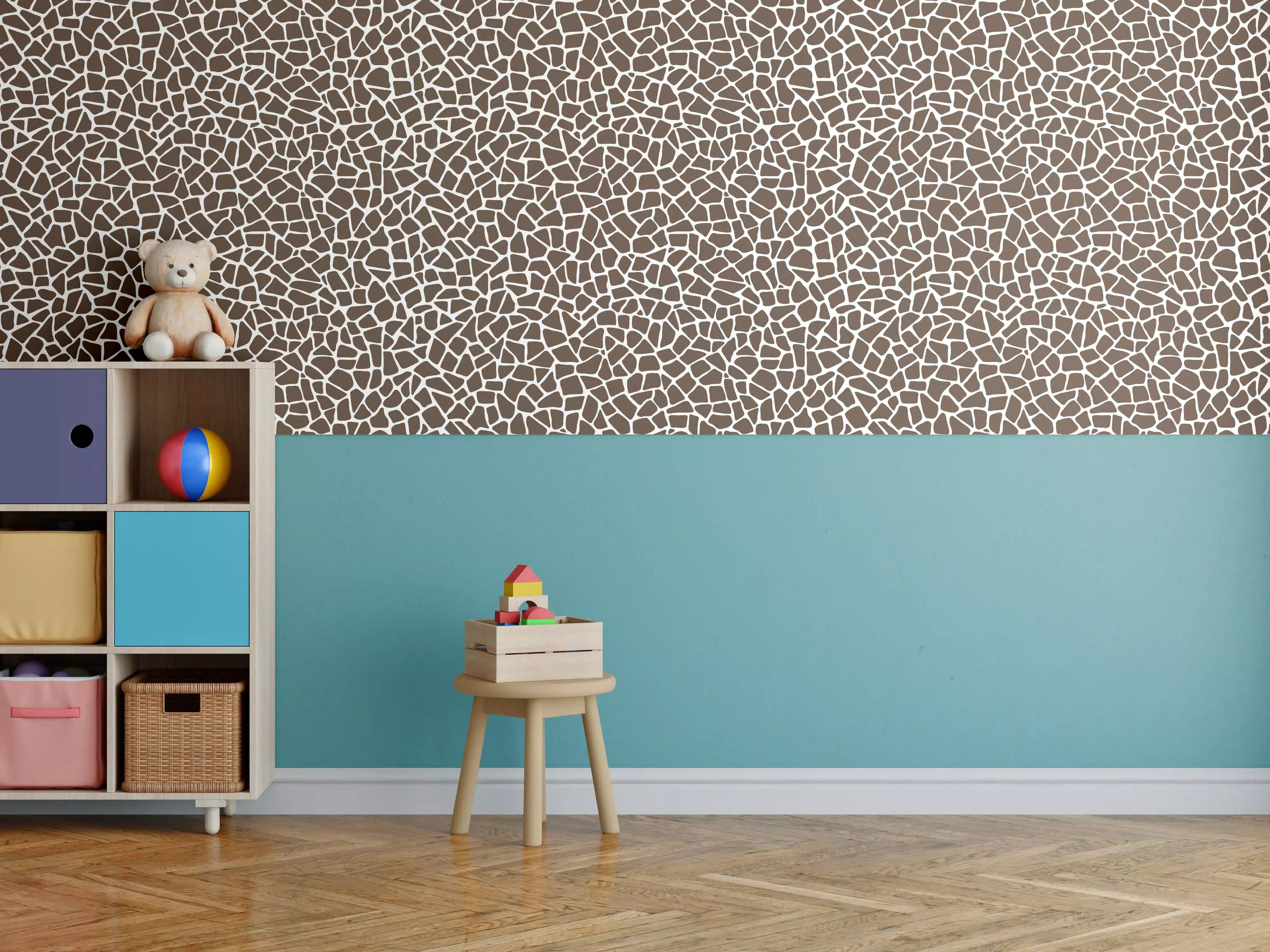 Kinderzimmer Wandgestaltung - Beige- und Brauntöne, moderne Fliesen
