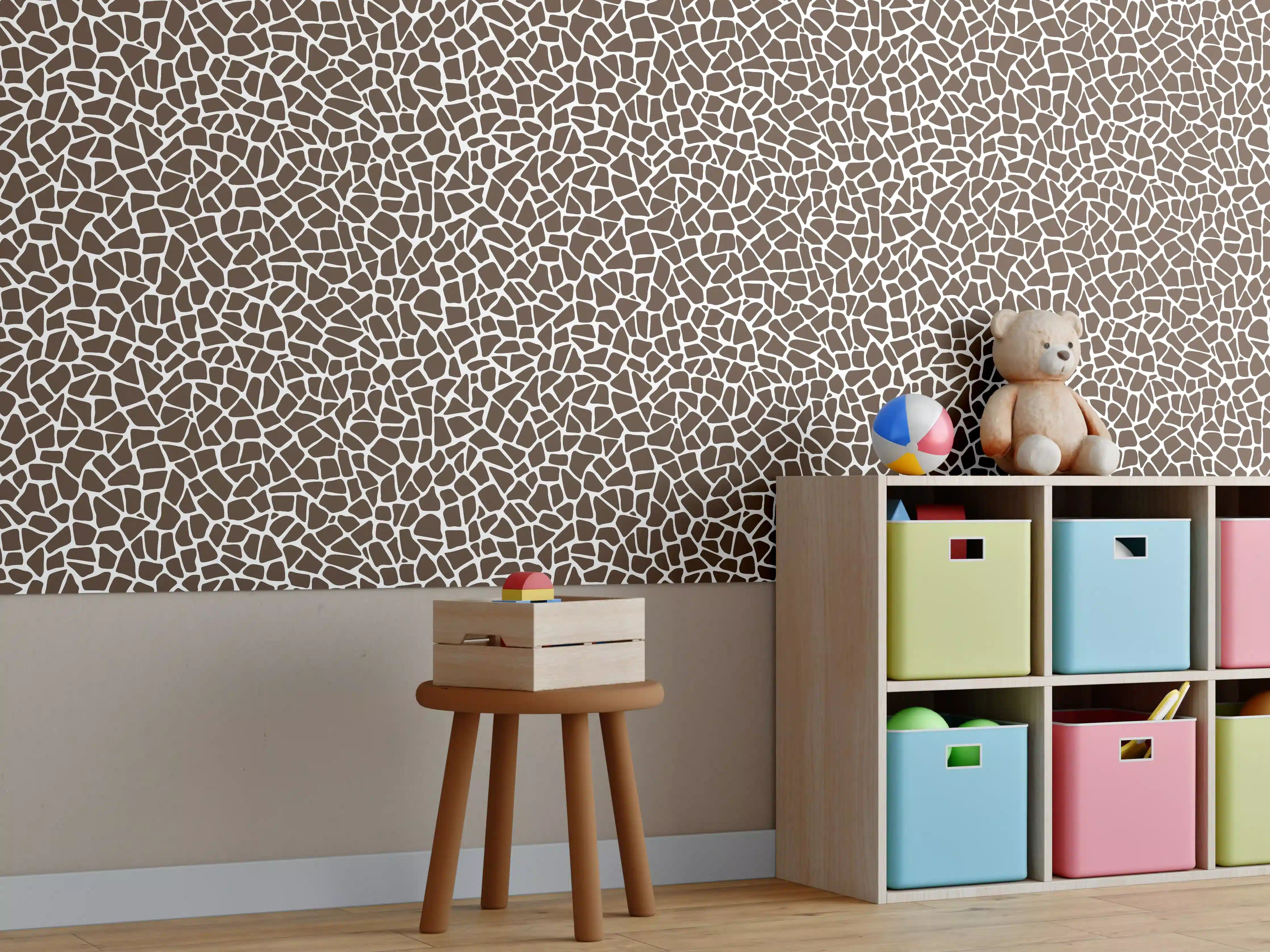 Kinderzimmer Wandgestaltung - Beige- und Brauntöne, moderne Fliesen