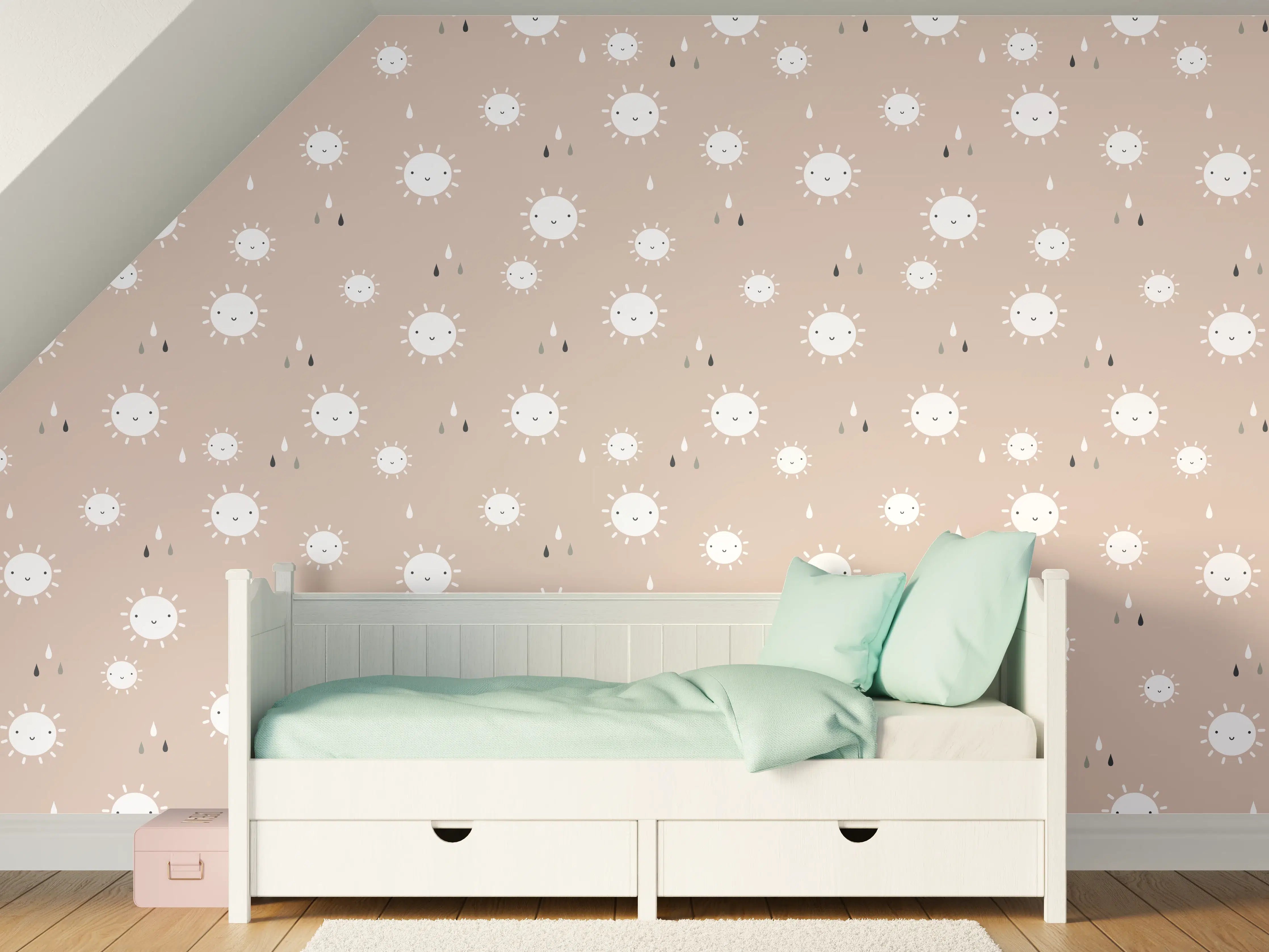 Kinderzimmer Wandgestaltung - Beige Baby Decke mit weißen Punkten