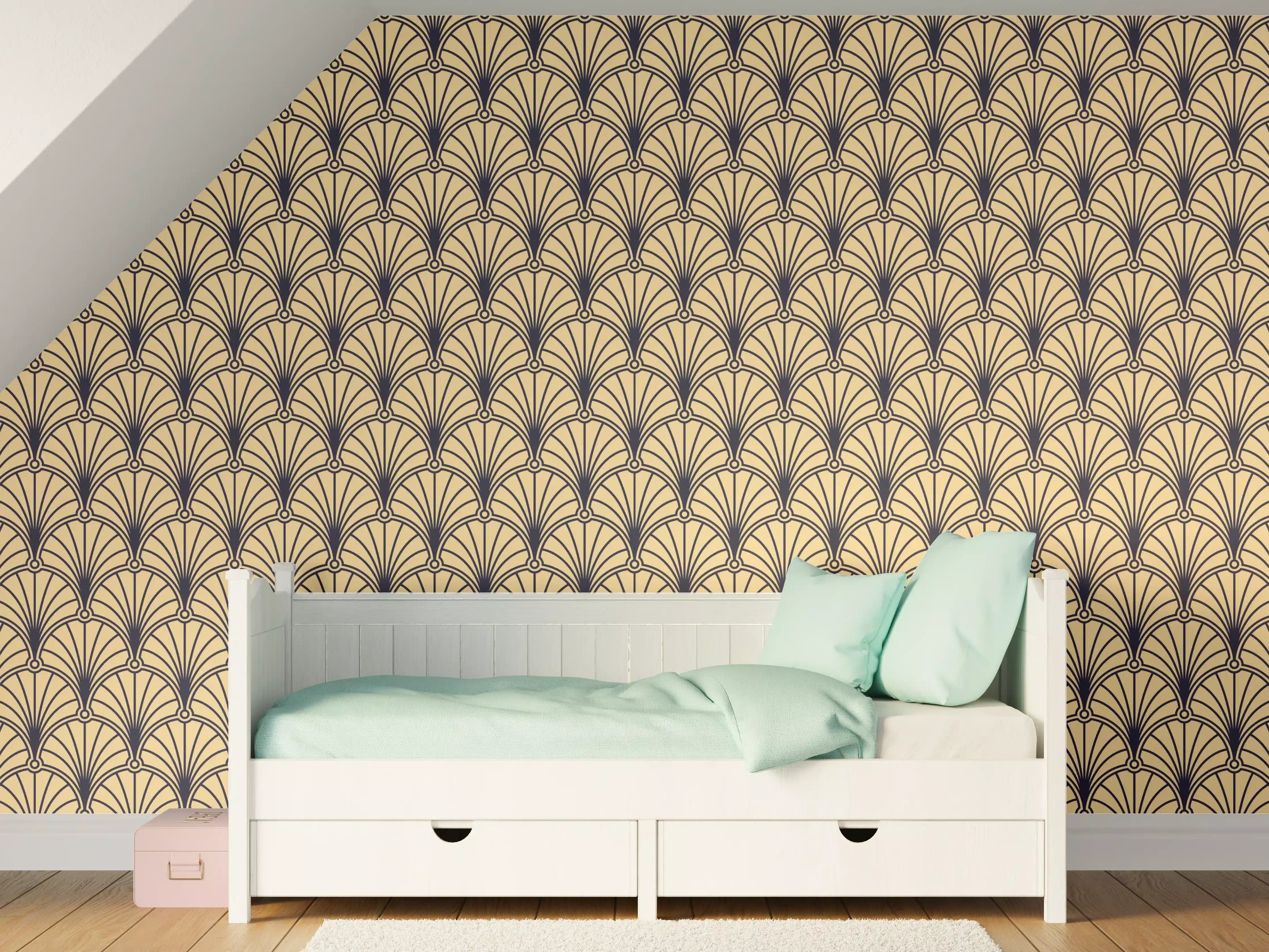 Kinderzimmer Wandgestaltung - Beige Braune Webstruktur