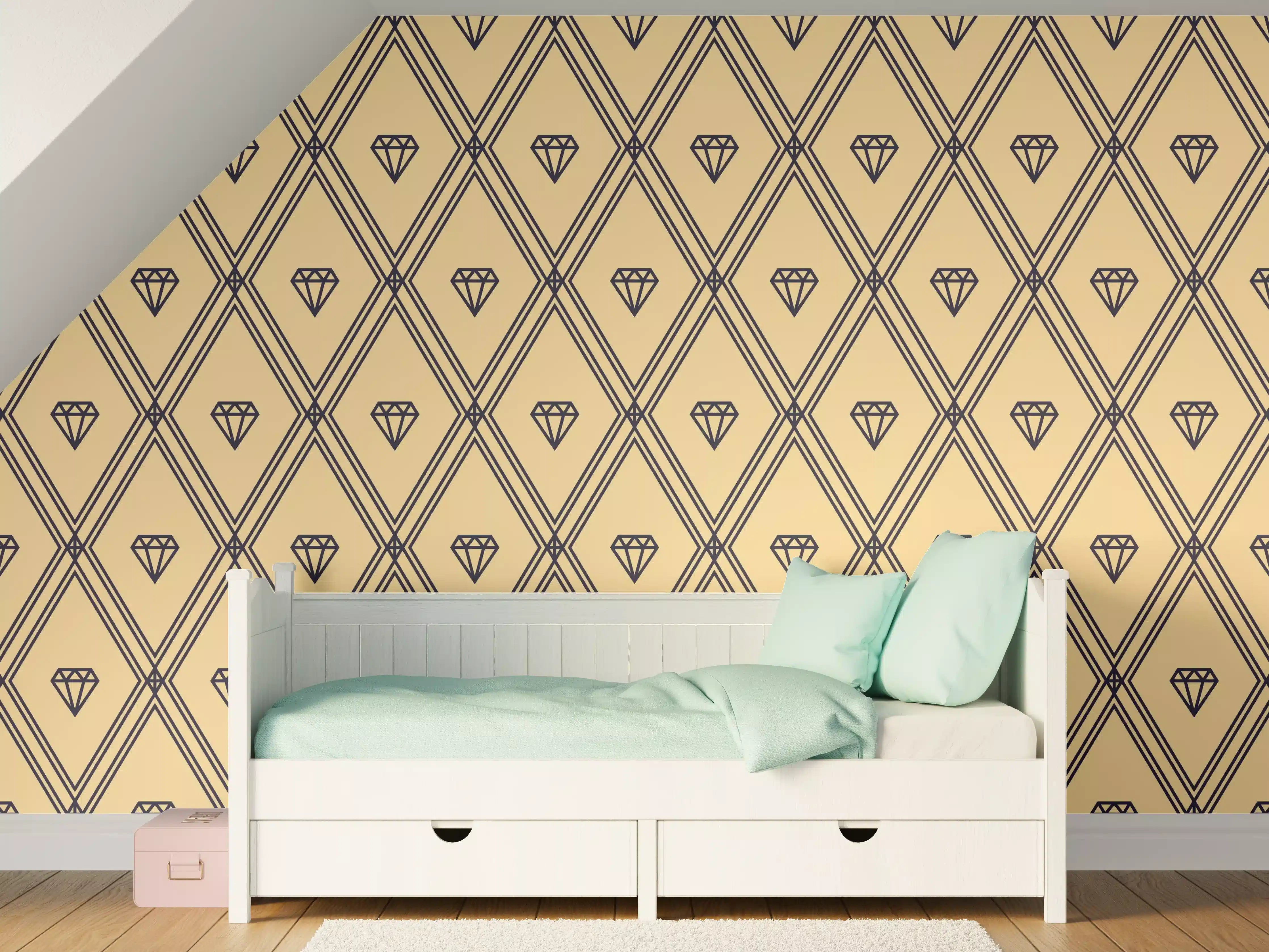 Kinderzimmer Wandgestaltung - Beige-Gelbes Grafik-Muster