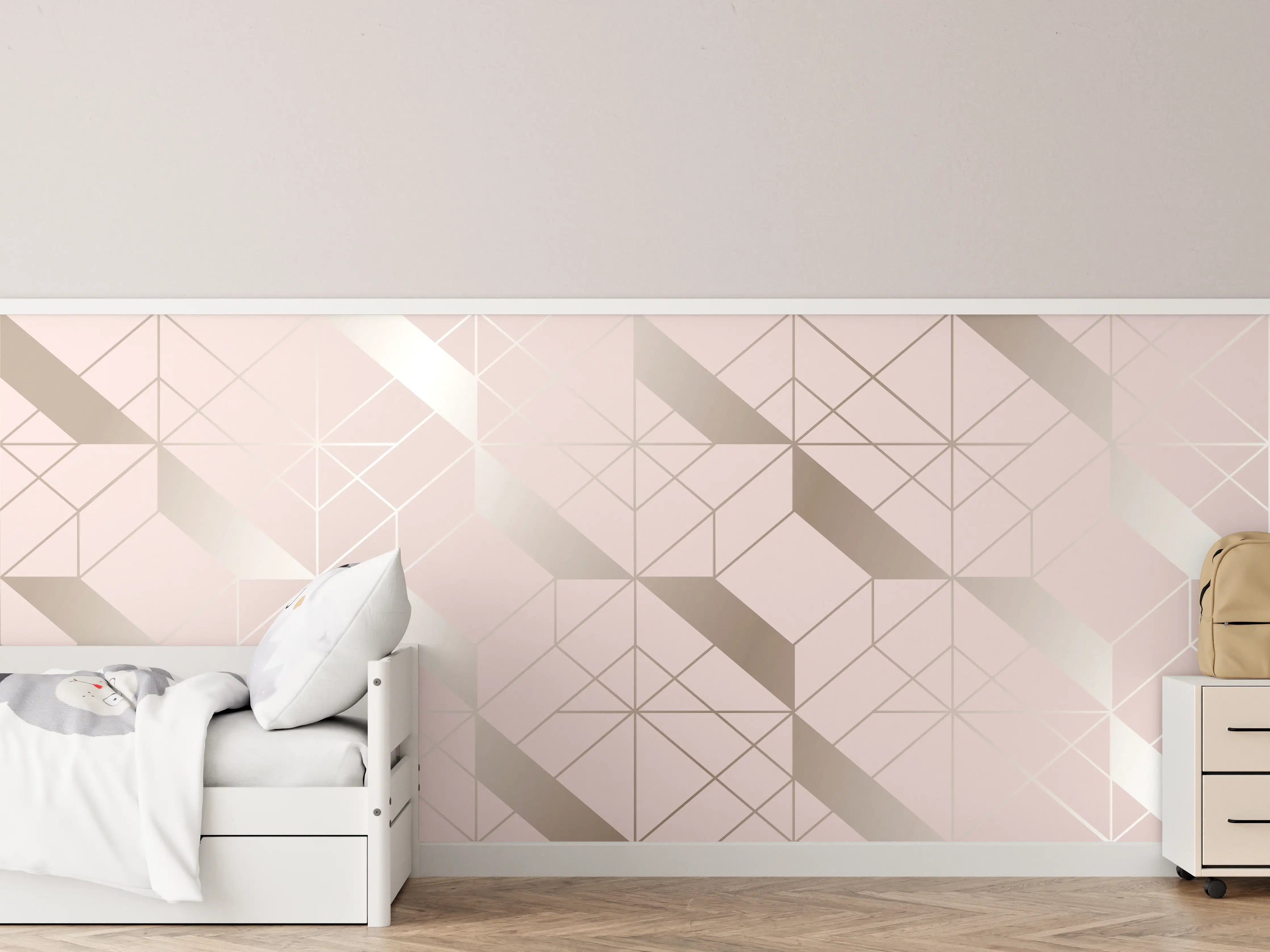 Kinderzimmer Wandgestaltung - Beige Geometrie-Muster Tapete