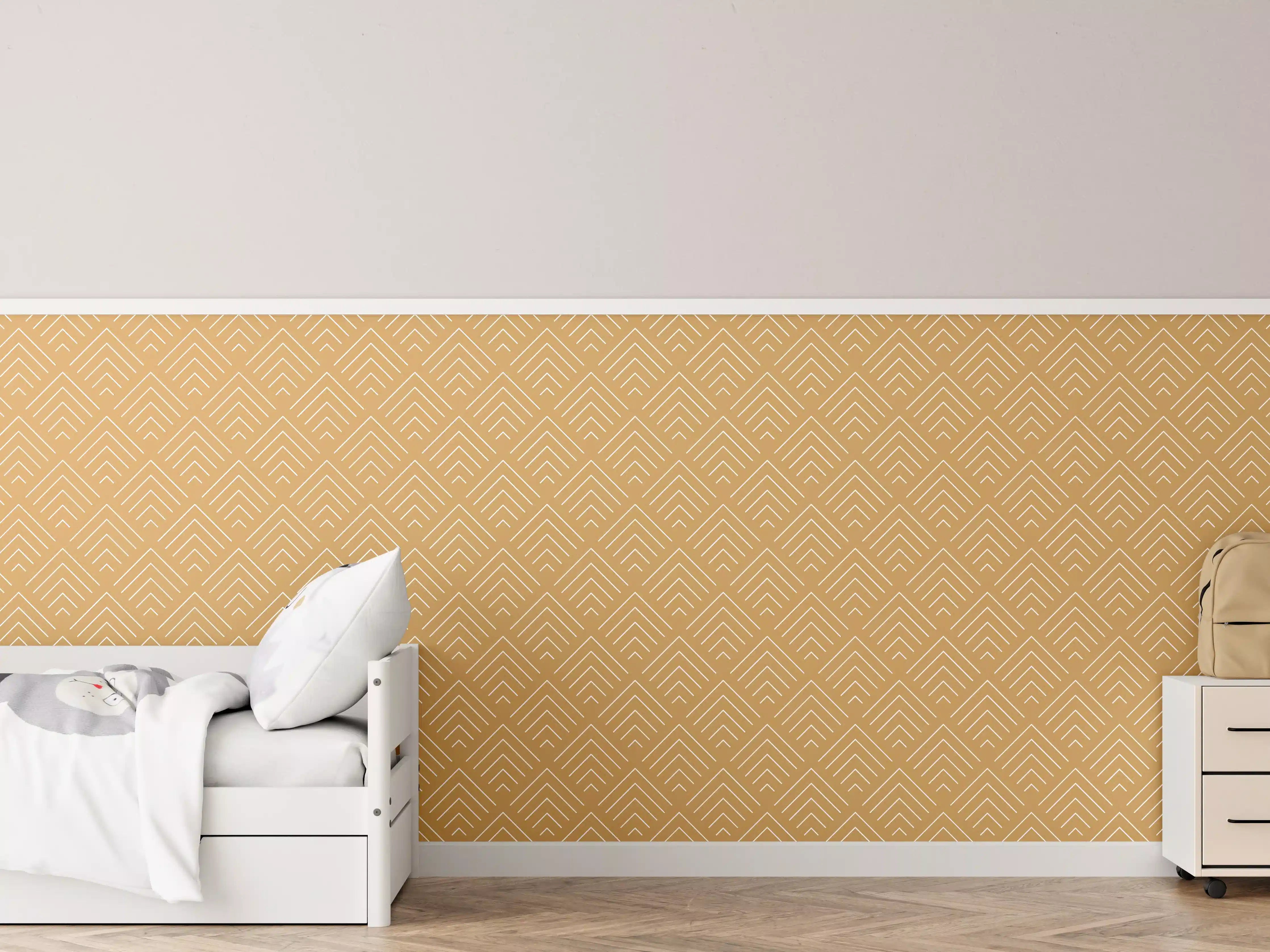 Kinderzimmer Wandgestaltung - Beige Goldene Musterwandgestaltung